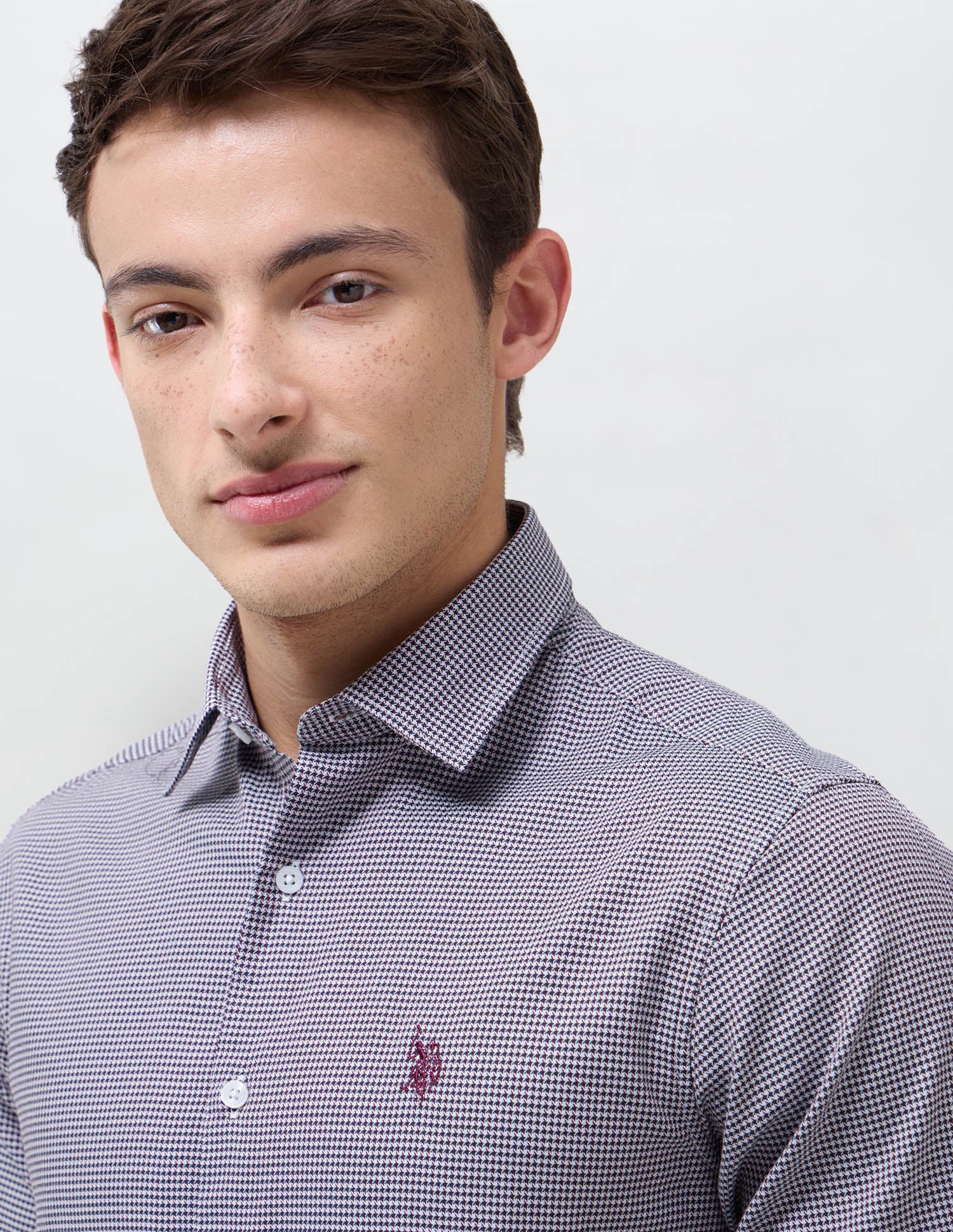 Twill Houndstooth Shirt Wine - U.S. Polo Assn. India | Large