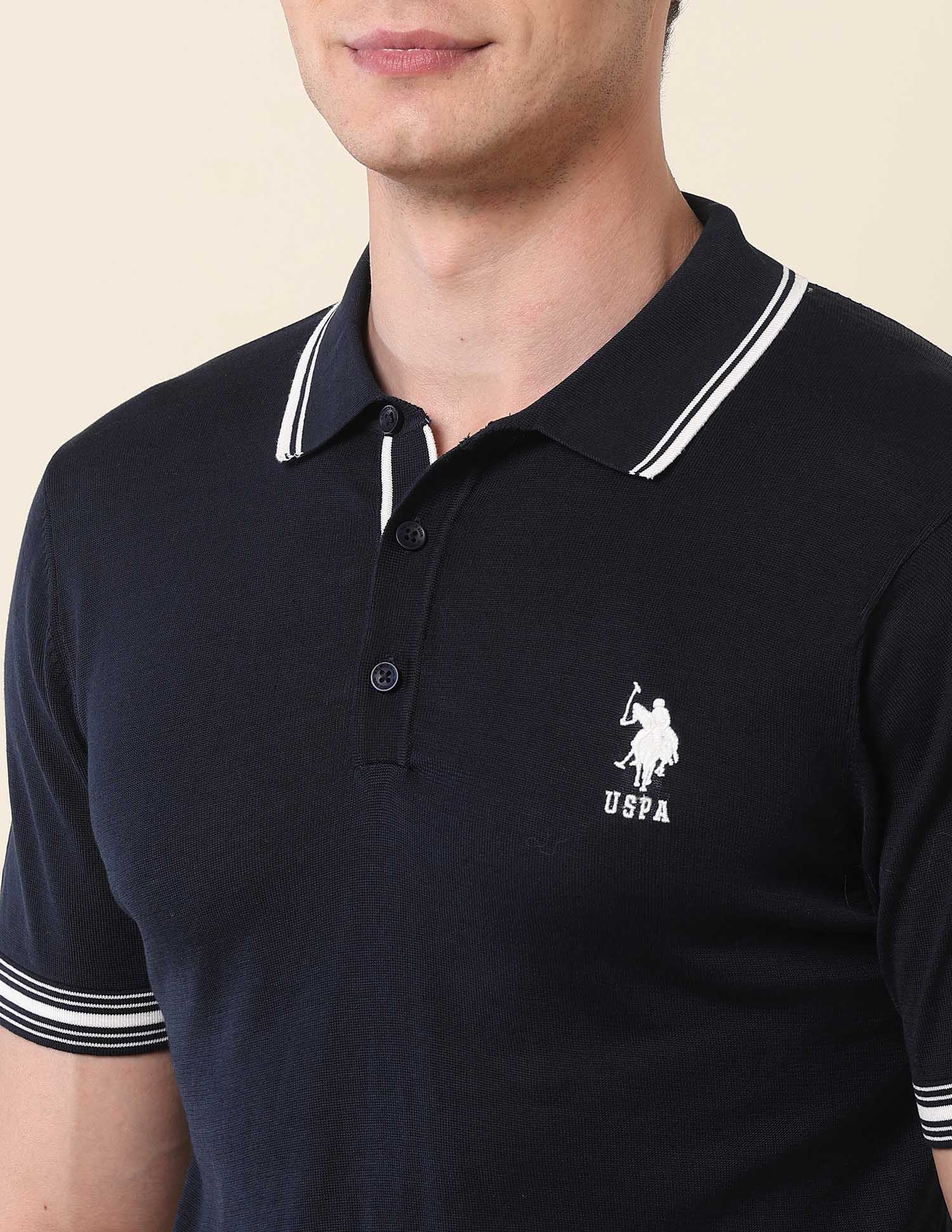 Solid Monochrome Polo Shirt Navy - U.S. Polo Assn. India | Large