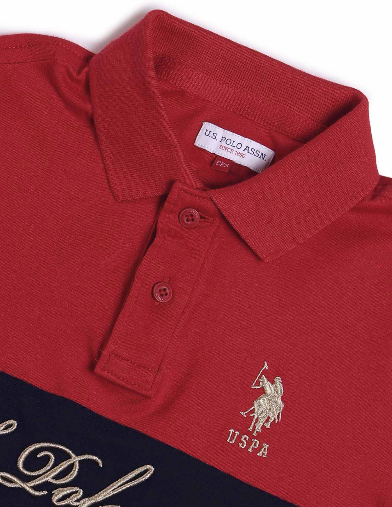 Boys Colourblock Regular Fit Polo Shirt Medium Red - U.S. POLO ASSN. | Large