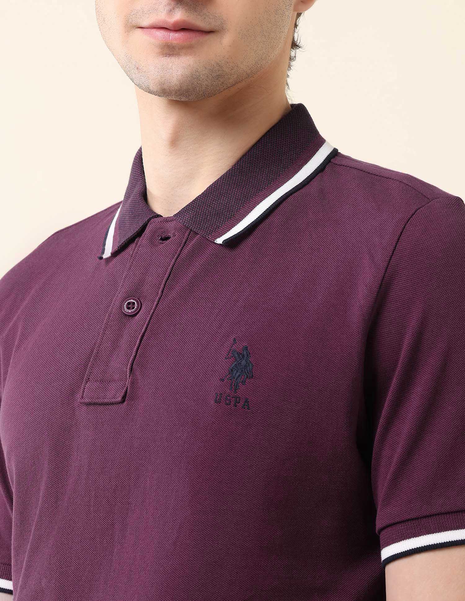 Solid Pure Cotton Classic Polo Shirt Violet - U.S. Polo Assn. India | Large
