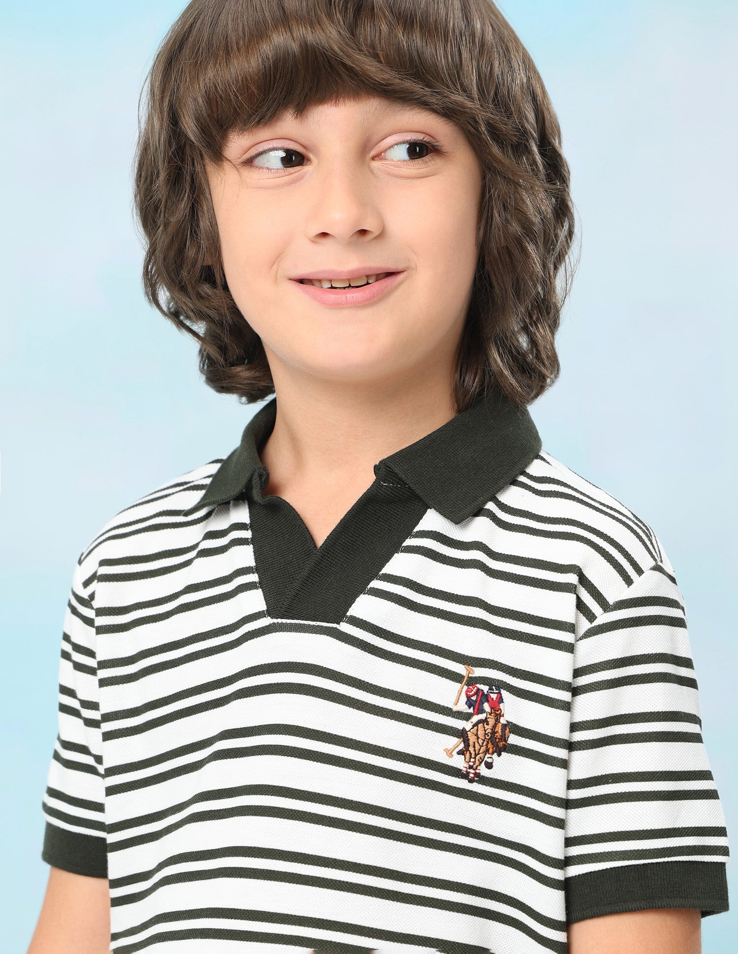 Horizontal Striped Regular Fit Polo Shirt Olive - U.S. Polo Assn. India | Large