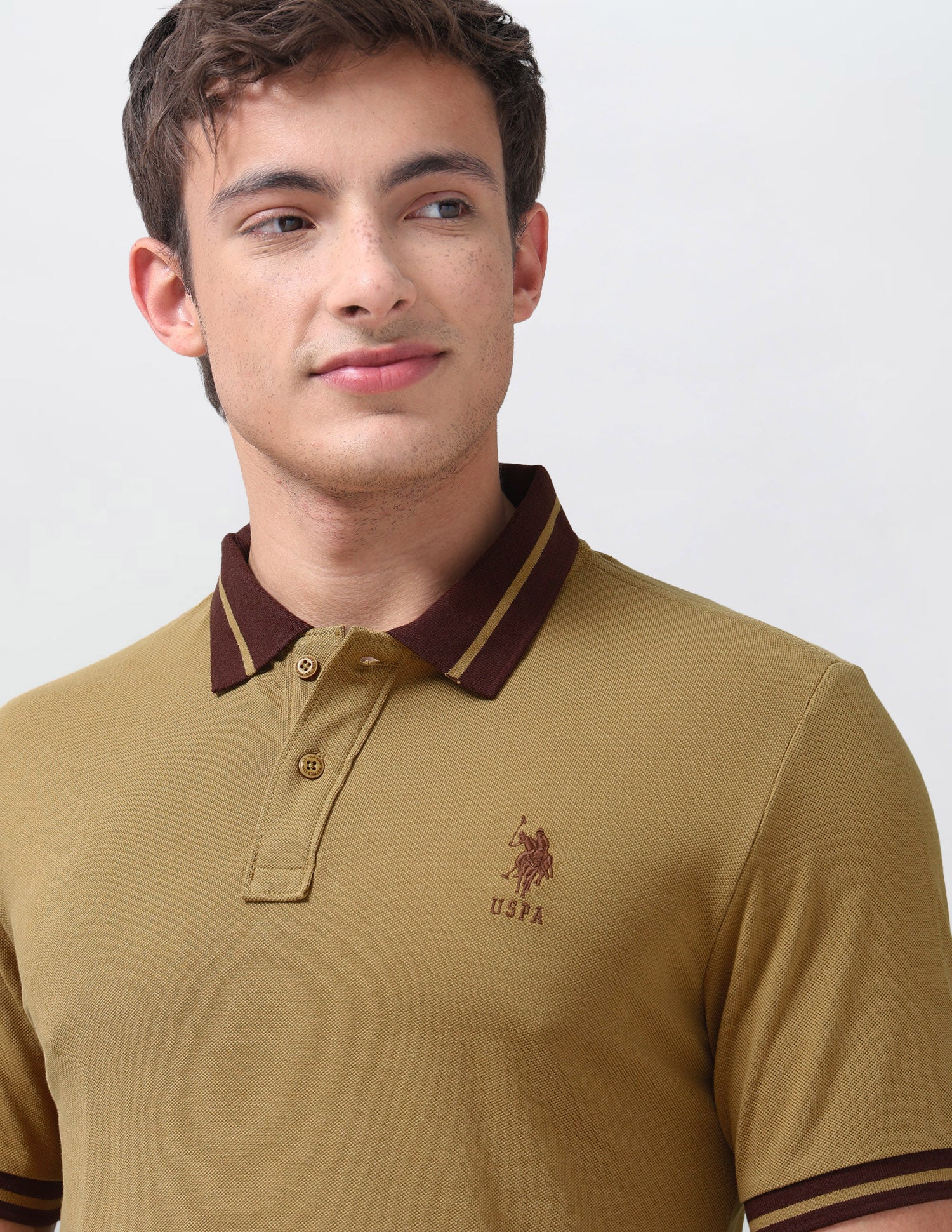 Solid Regular Fit Polo Shirt Mustard - U.S. Polo Assn. India | Large