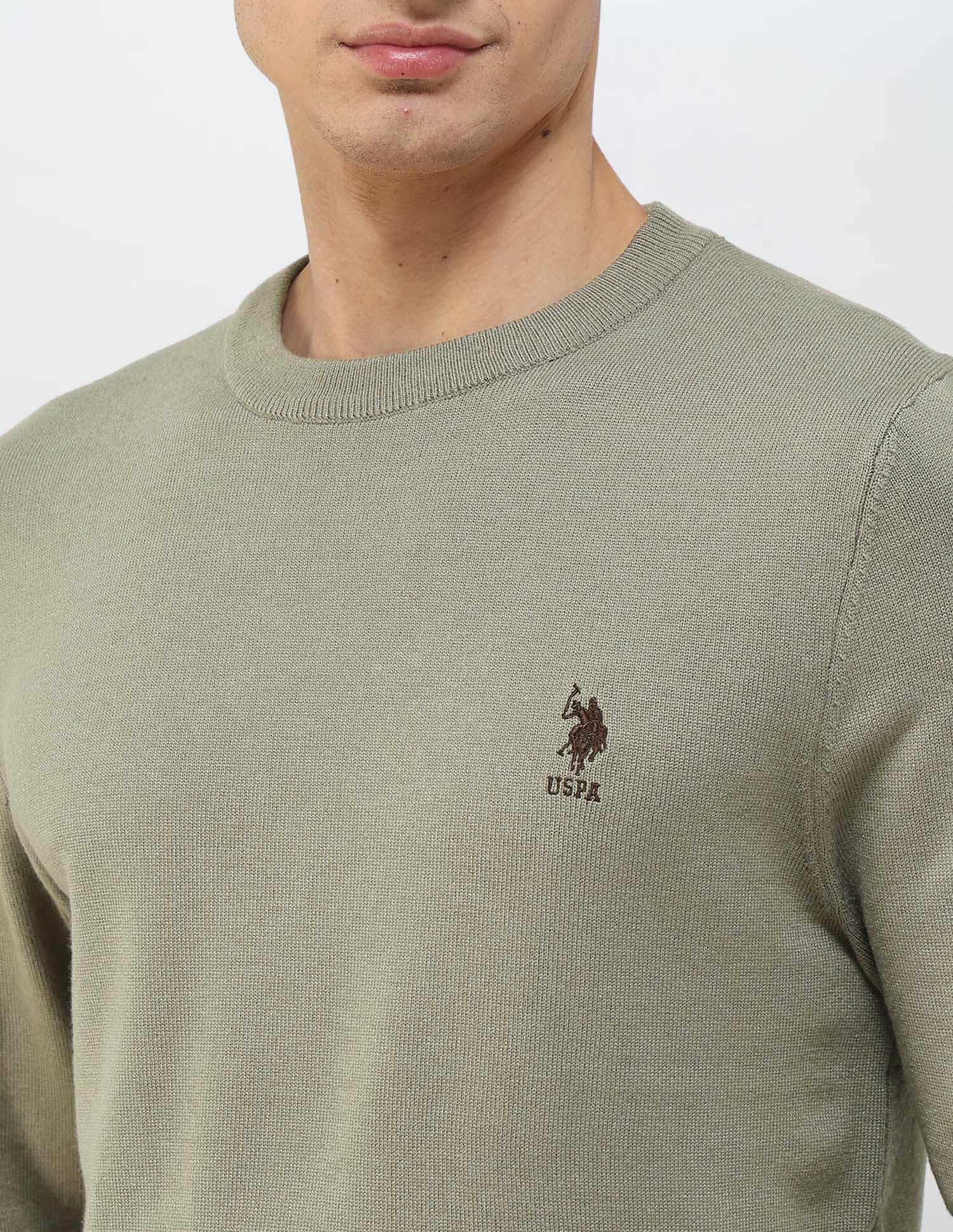 Solid Regular Fit Sweater Green - U.S. POLO ASSN. | Large