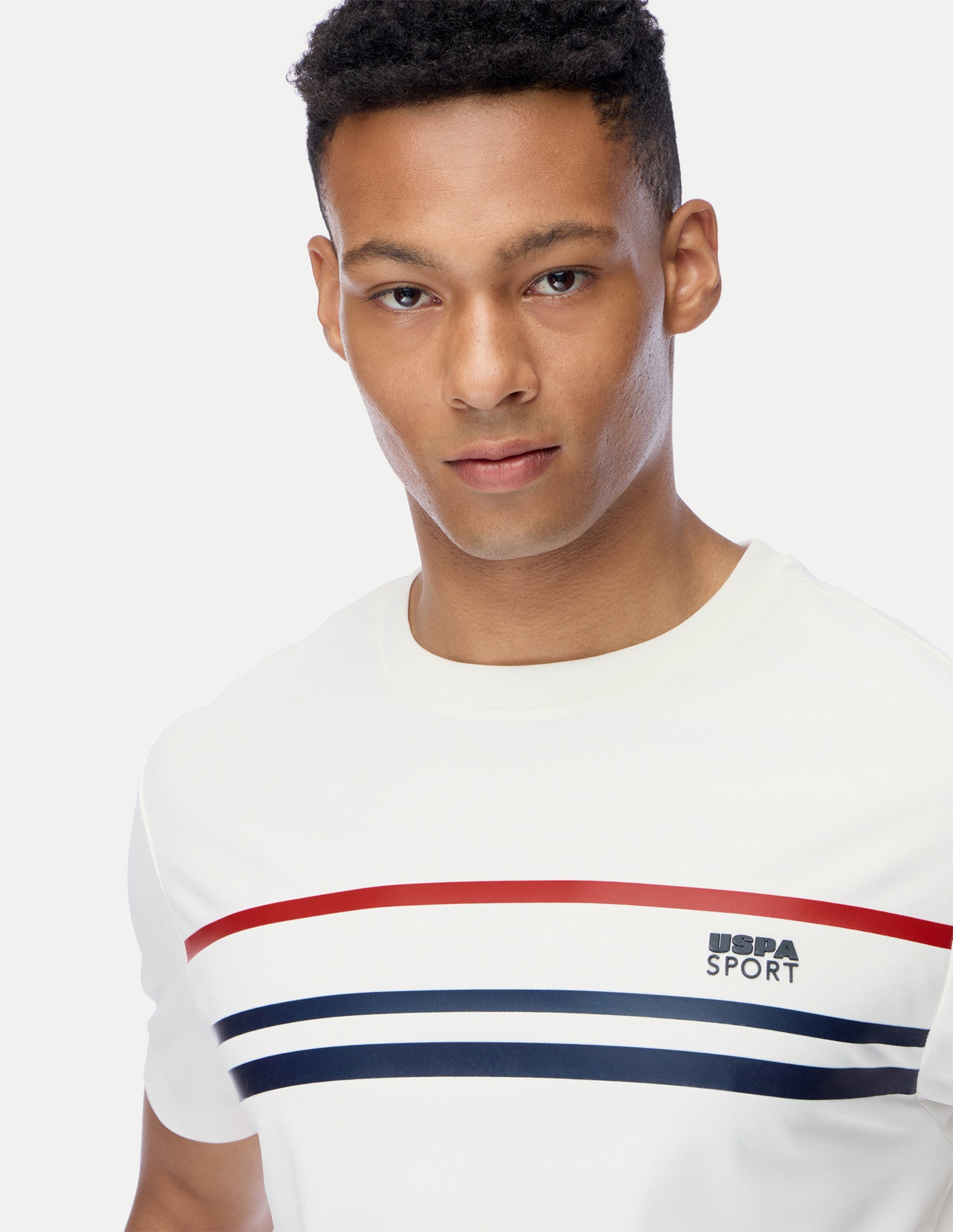 Horizontal Striped Regular Fit Active T-Shirt White - U.S. Polo Assn. India | Large