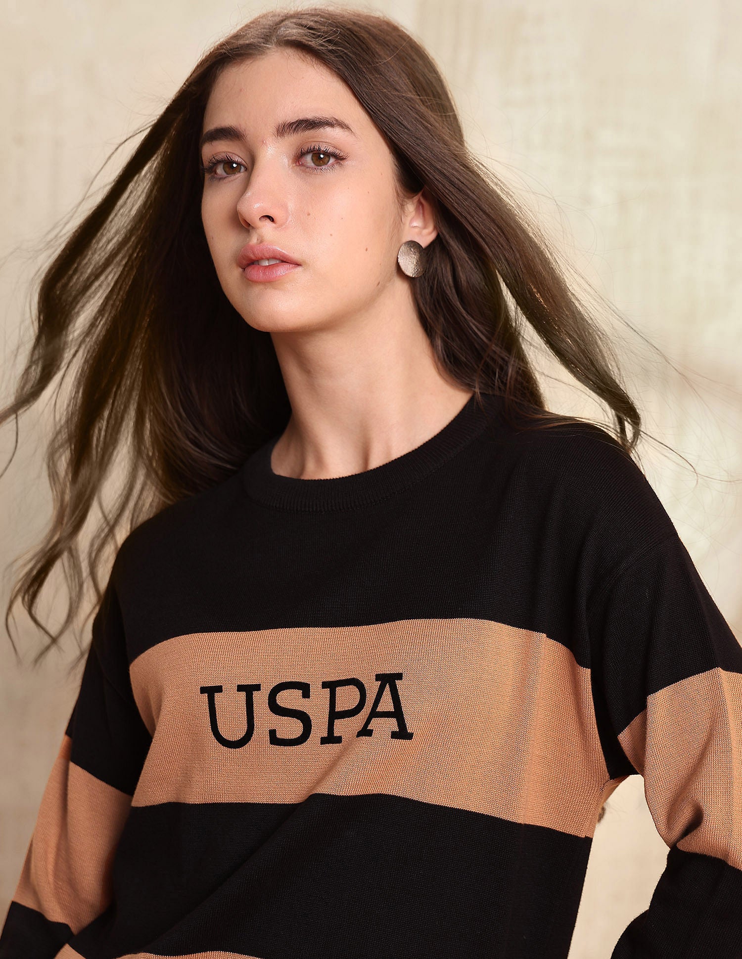 Drop Shoulder Relaxed Fit Sweater Light Brown - U.S. POLO ASSN. | Large