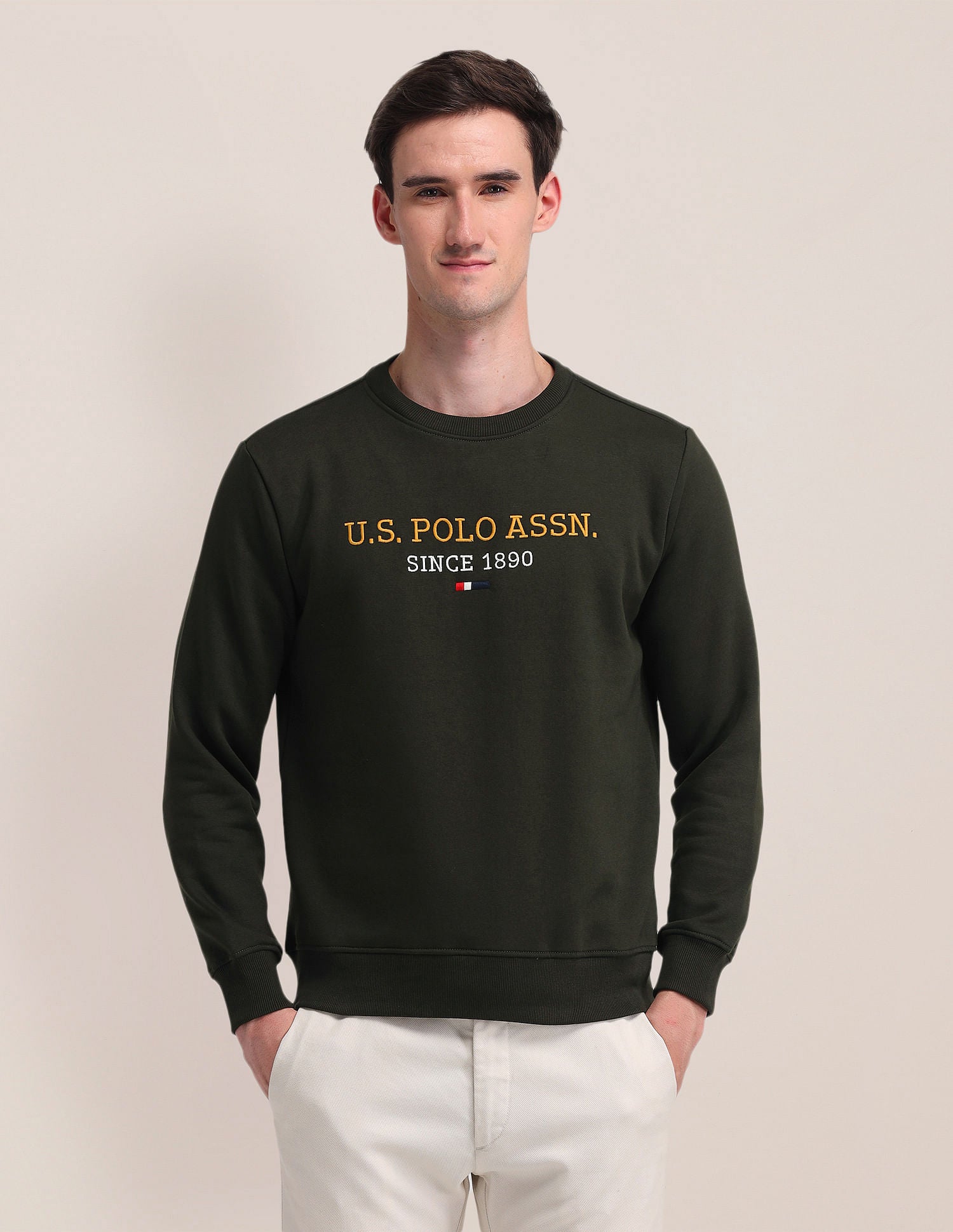 Regular Fit Embroidered Sweatshirt Green - U.S. Polo Assn. India | Large