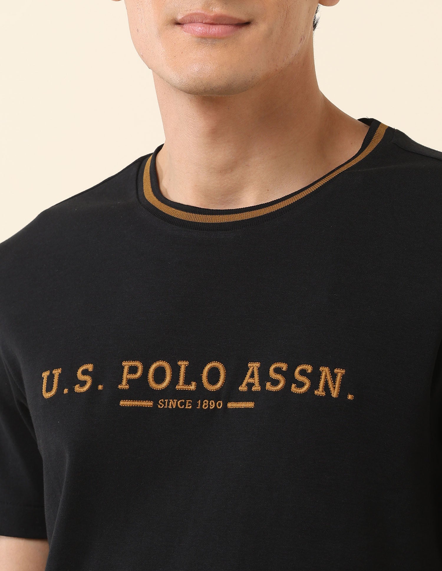 Brand Embroidered Modern Monochrome T-Shirt Black - U.S. Polo Assn. India | Large
