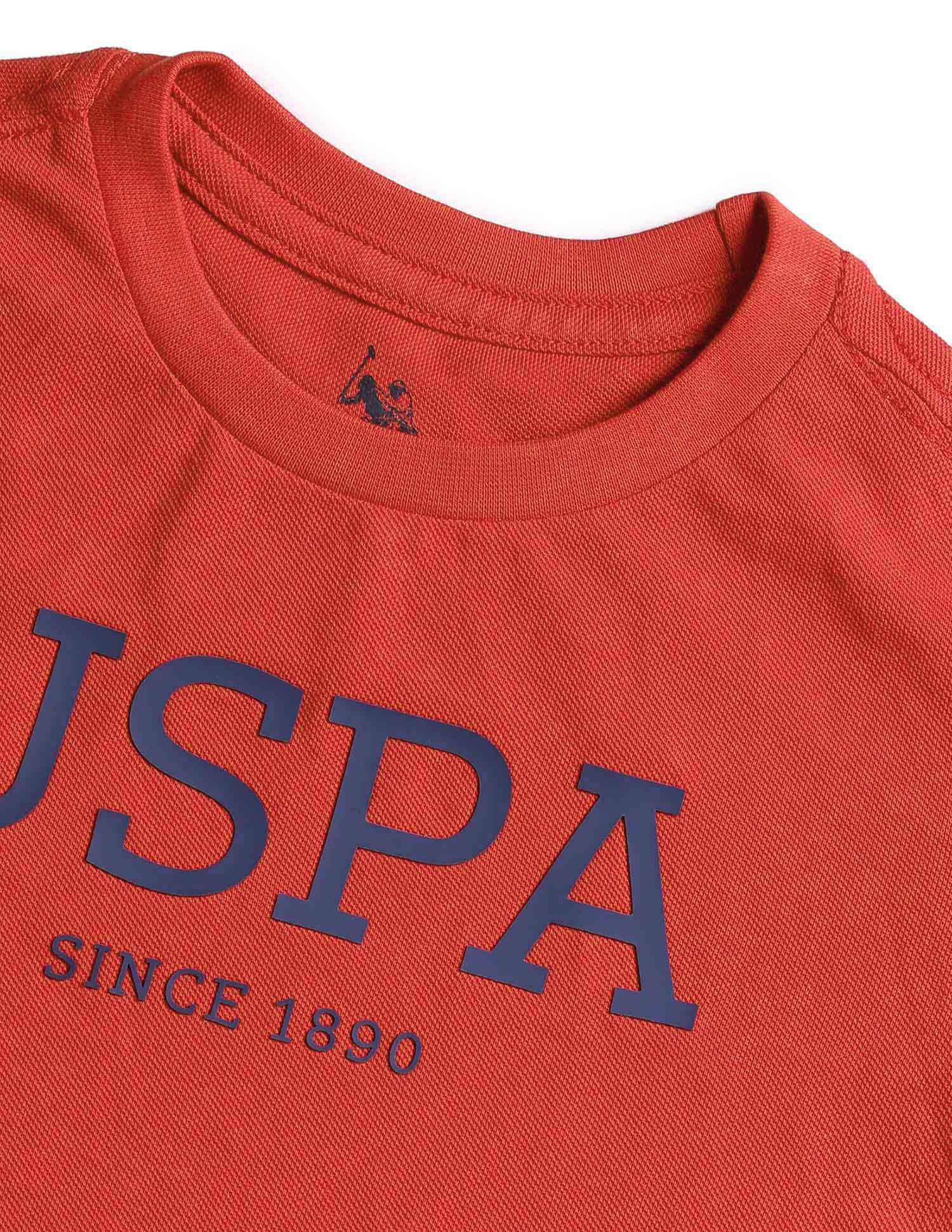 Boys Regular Fit Brand Printed T-Shirt Dark Orange - U.S. POLO ASSN. | Large