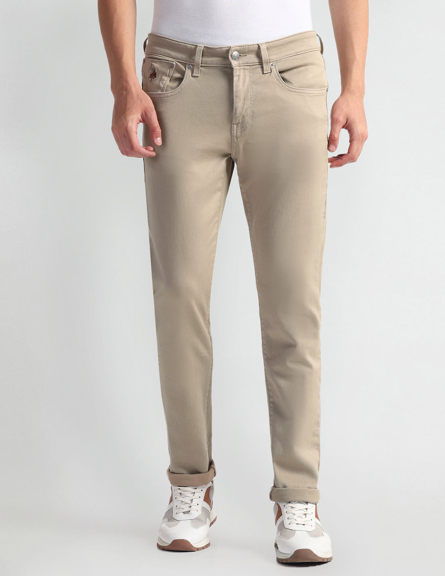 Harold Slim Straight Fit Beige Jeans Beige - U.S. Polo Assn. India | Large