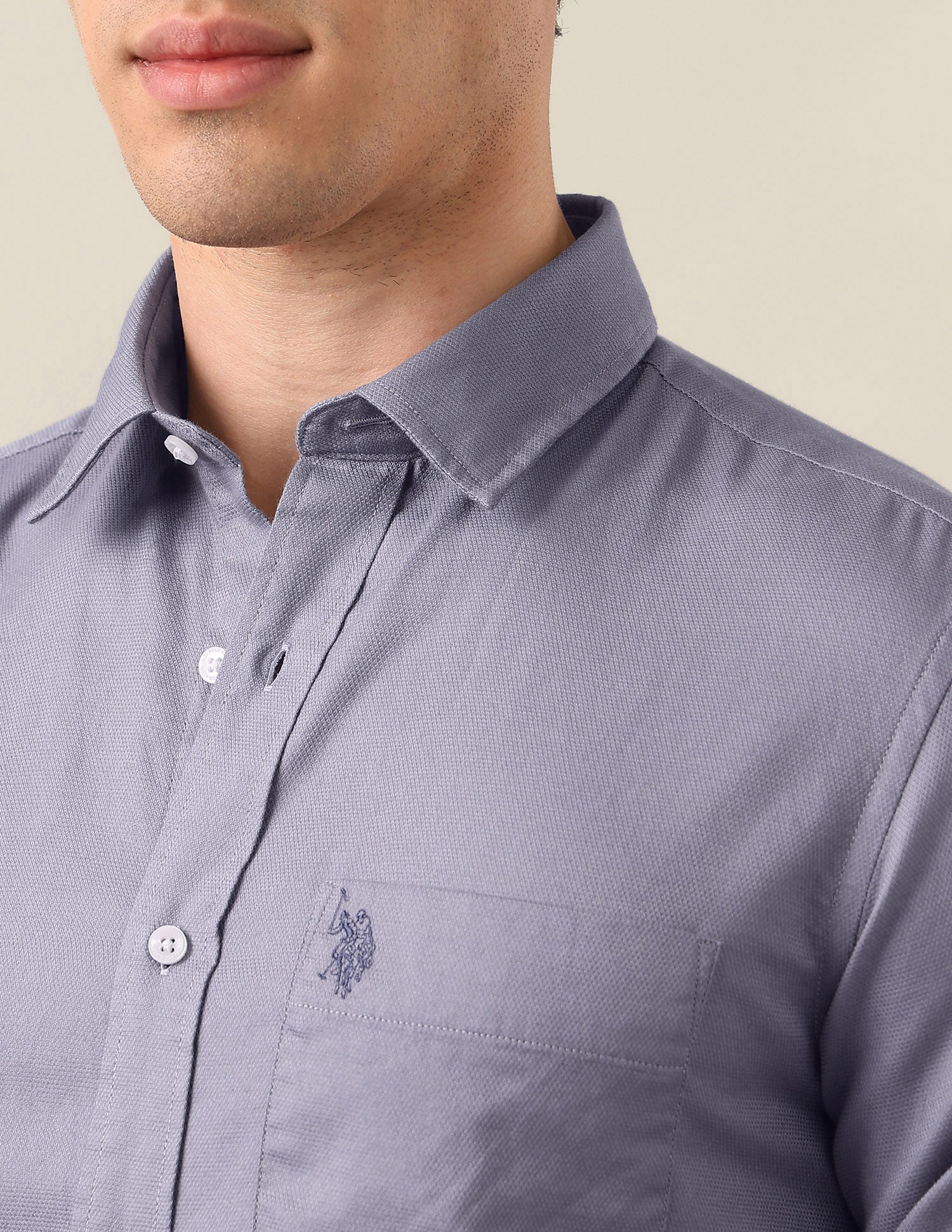 Tailored Fit Solid Shirt Lavender - U.S. Polo Assn. India | Large
