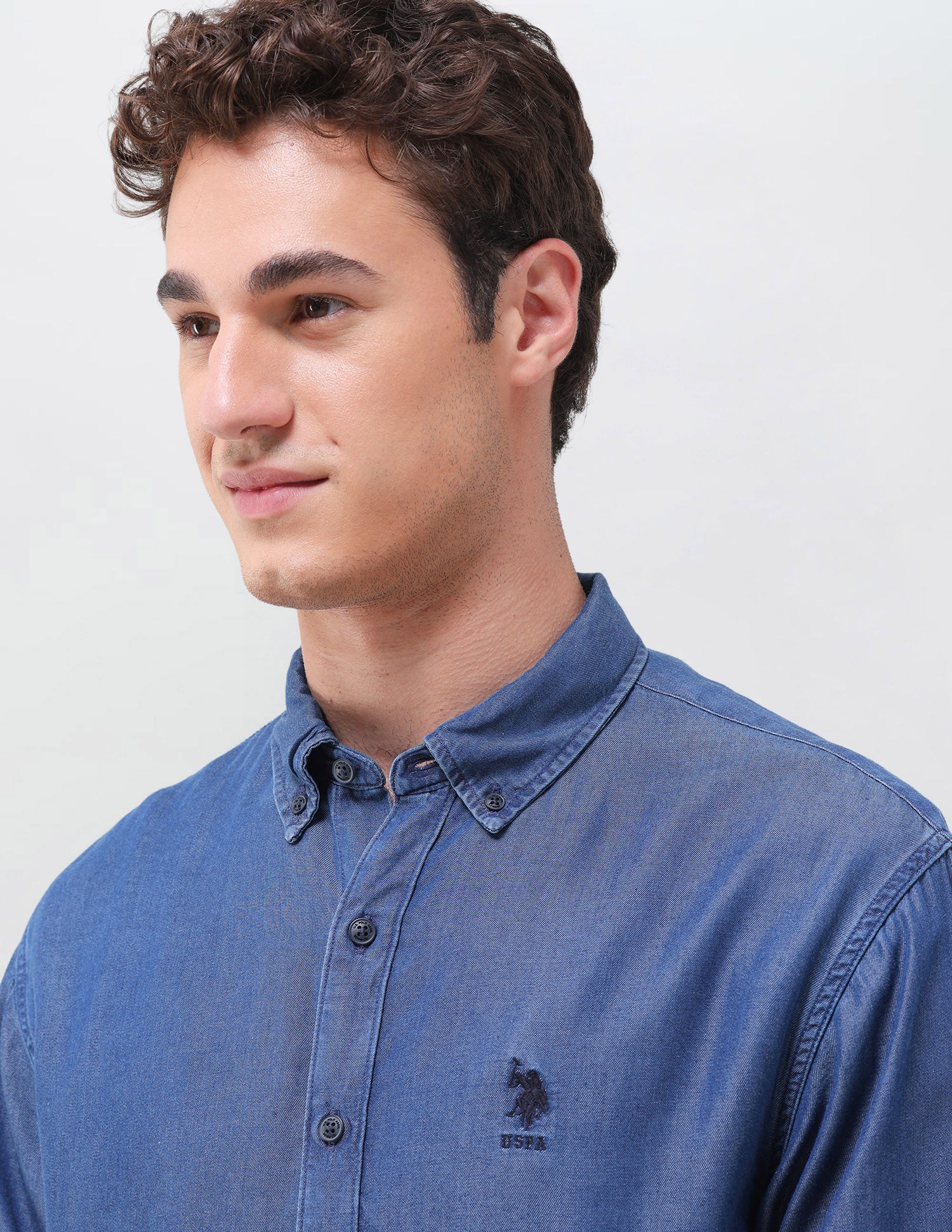 Solid Regular Fit Shirt Dark Indigo - U.S. Polo Assn. India | Large