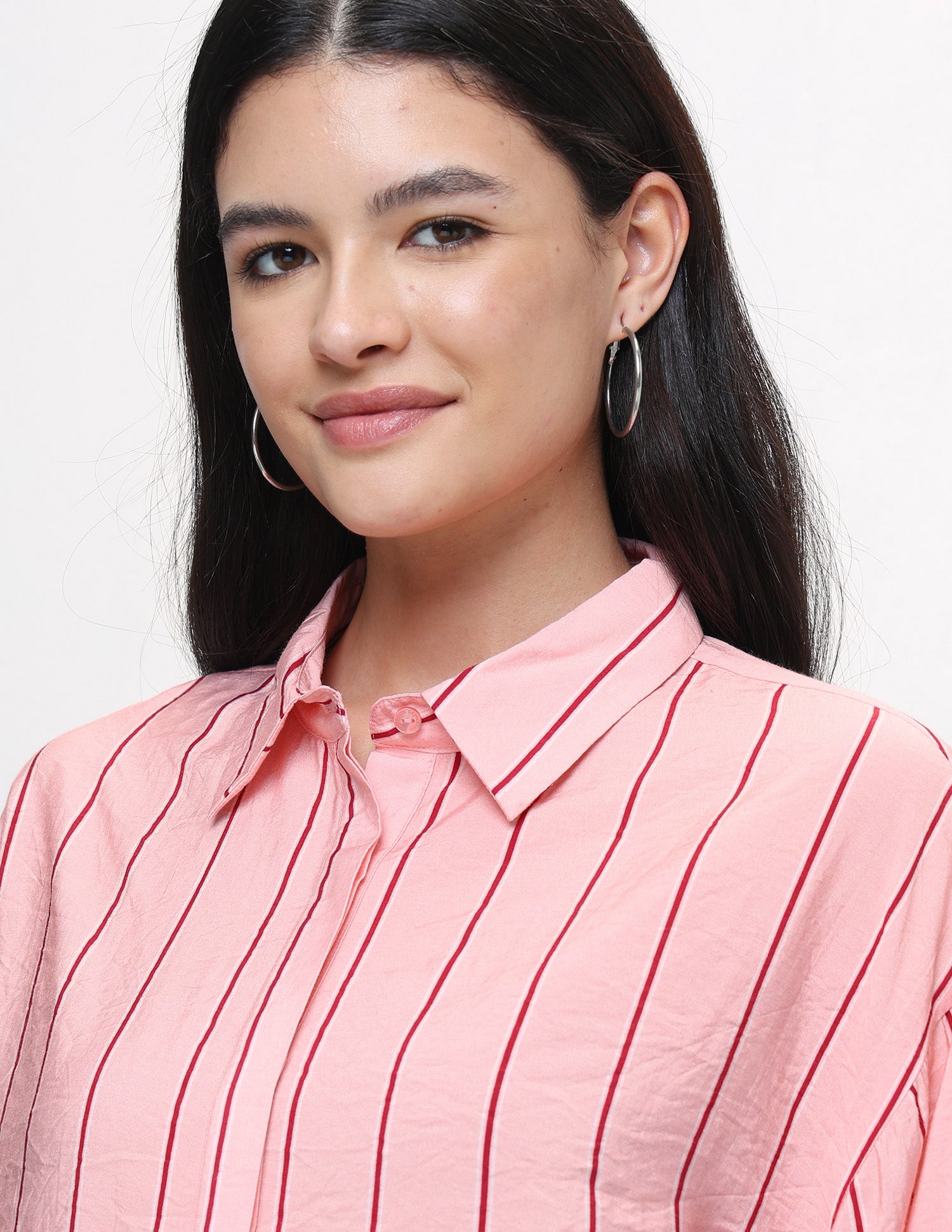 Vertical Striped Boxy Fit Shirt Pink - U.S. Polo Assn. India | Large