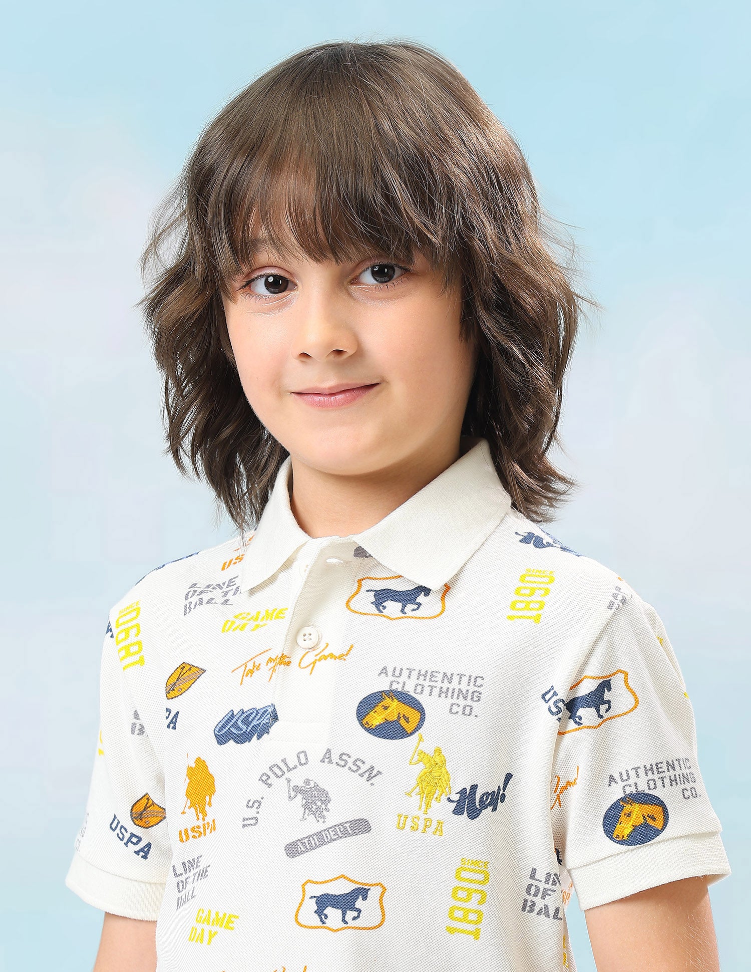 Graphic Brand Printed Regular Fit Polo Shirt White - U.S. Polo Assn. India | Large