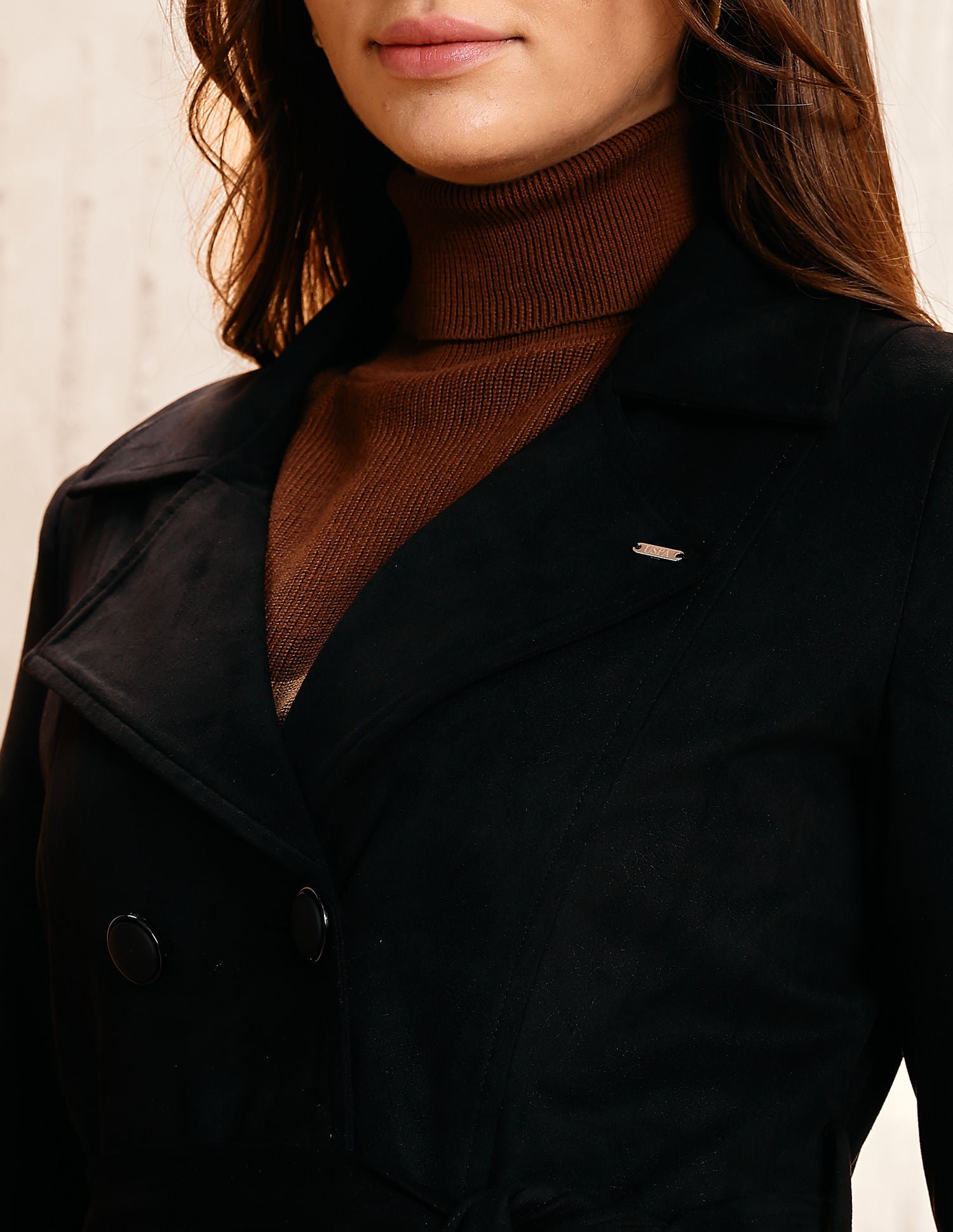 Double Breasted Notch Lapel Coat Black - U.S. POLO ASSN. | Large