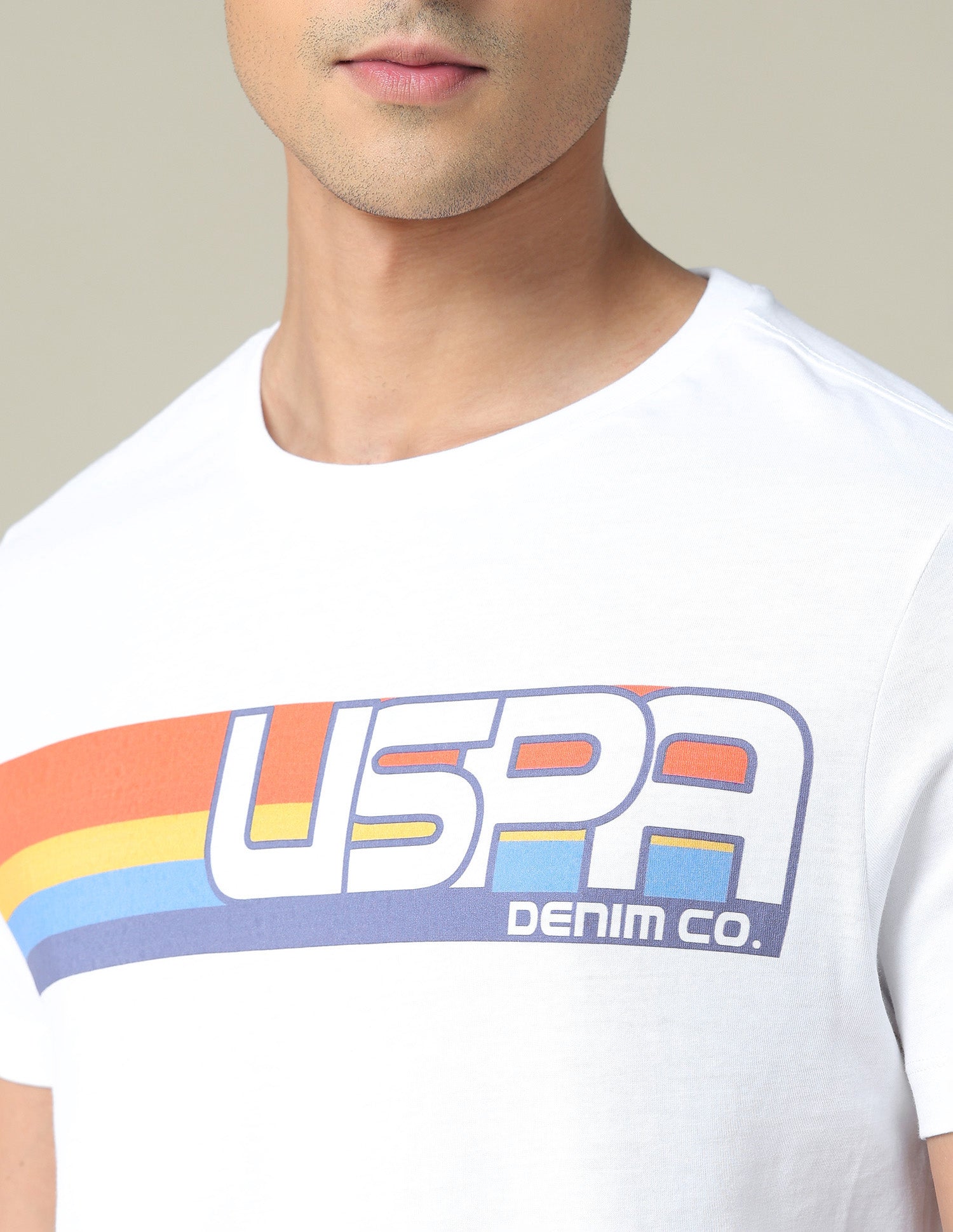 Logo Cotton T-Shirt Ivory - U.S. POLO ASSN. | Large