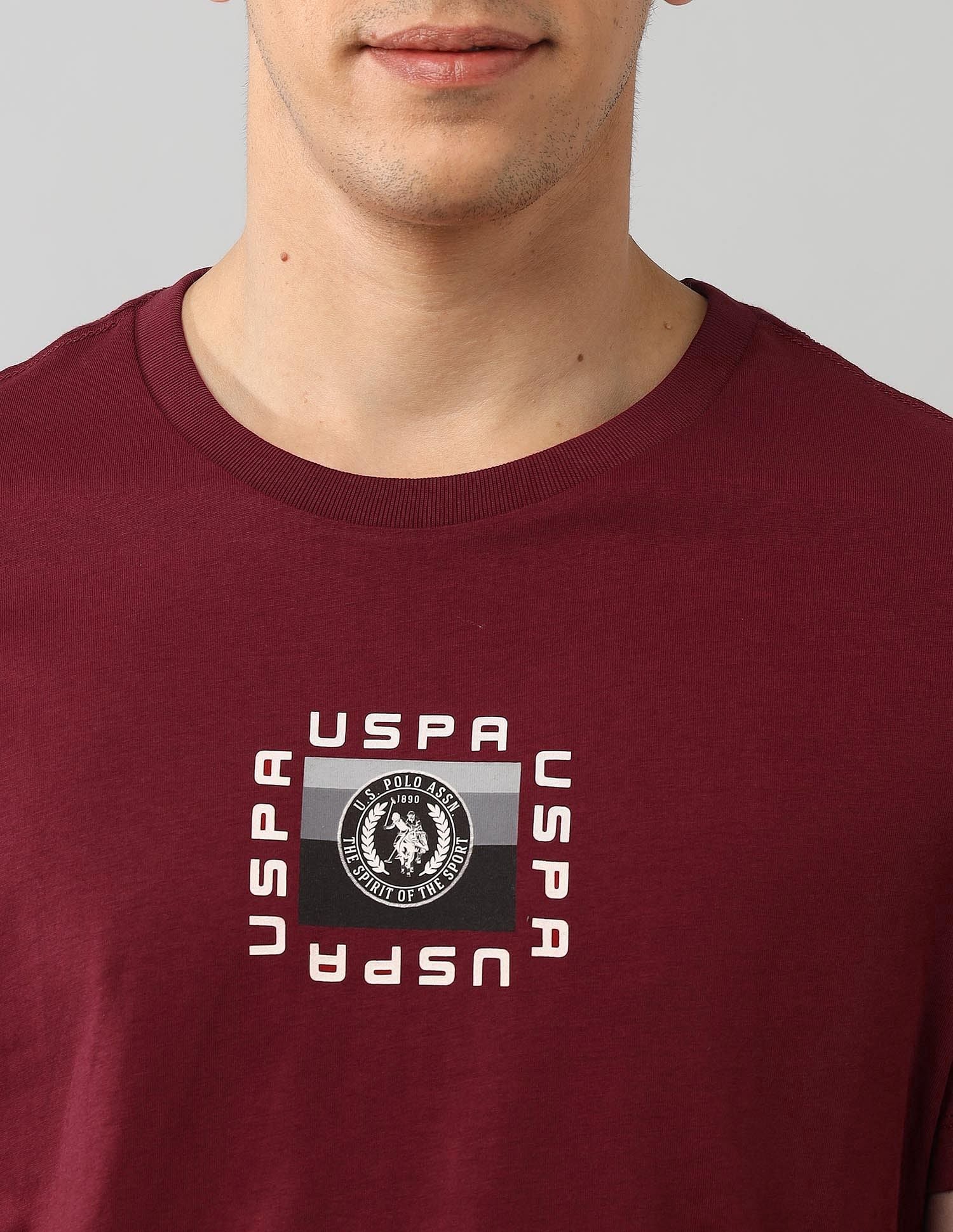 Muscle Fit Graphic Printed T-Shirt Wine - U.S. Polo Assn. India | Large