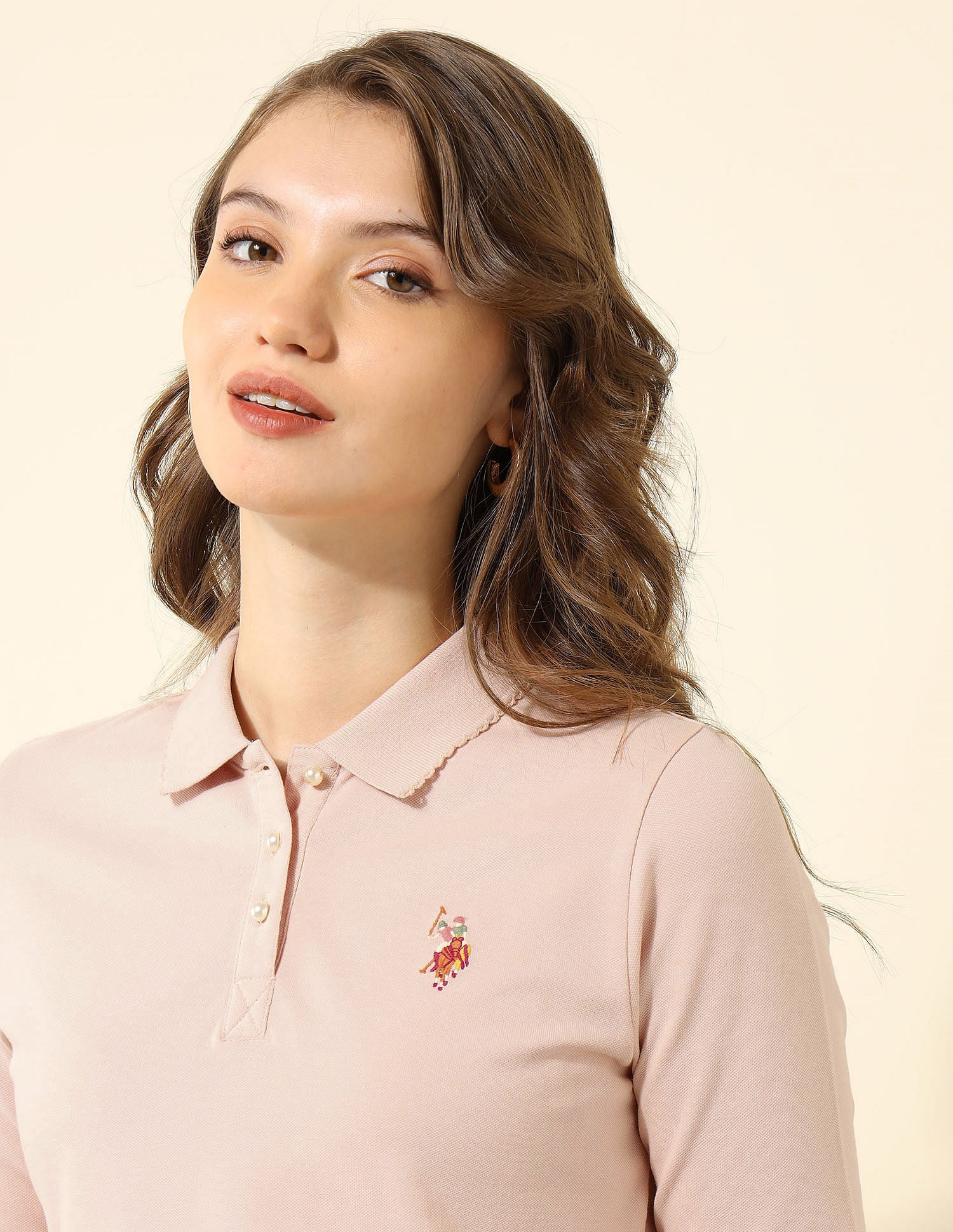 Tipped Collar Boxy Fit Polo Shirt Light Pink - U.S. Polo Assn. India | Large