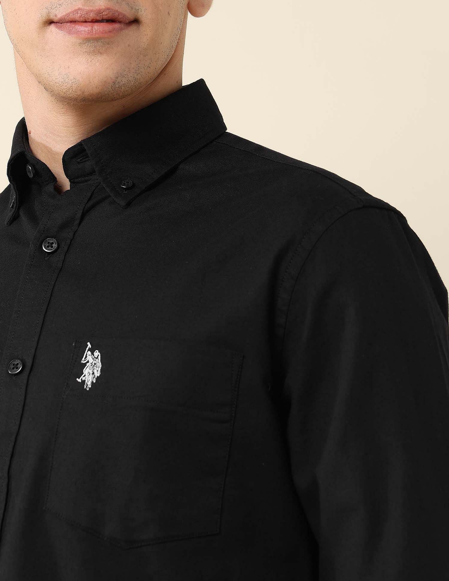 Oxford Stretch Button Down Shirt Black - U.S. Polo Assn. India | Large
