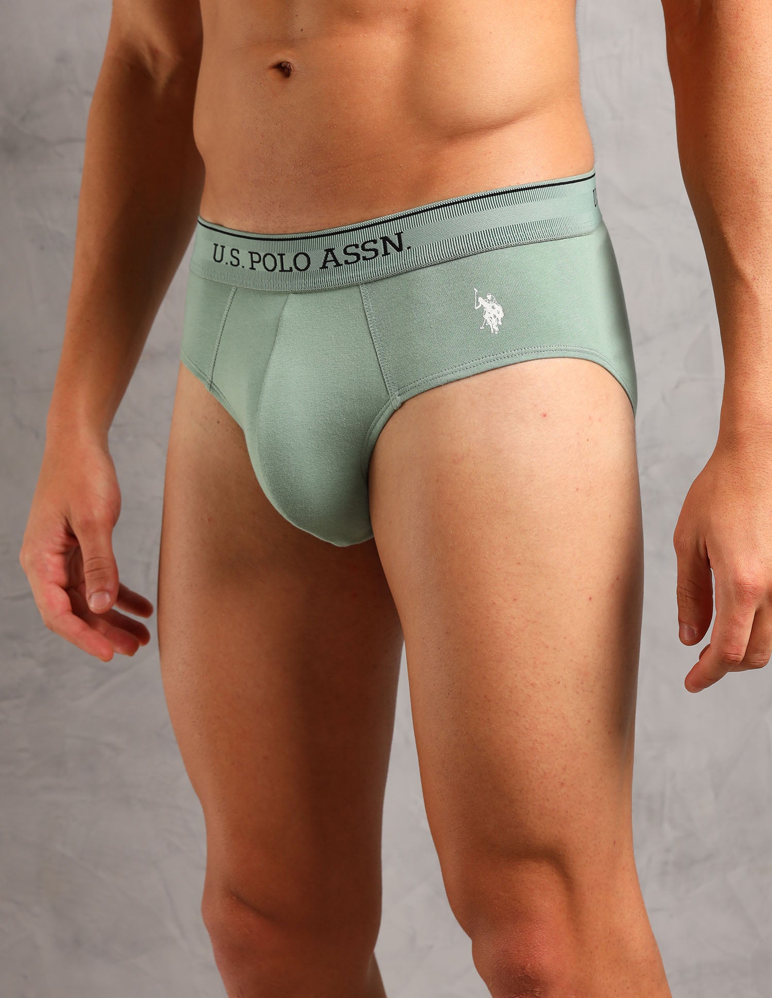 Moisture Wicking Cotton OEB17 Briefs - Pack Of 3 Aop Antle, Aop Oatmeal and Granite Green - U.S. POLO ASSN. | Large