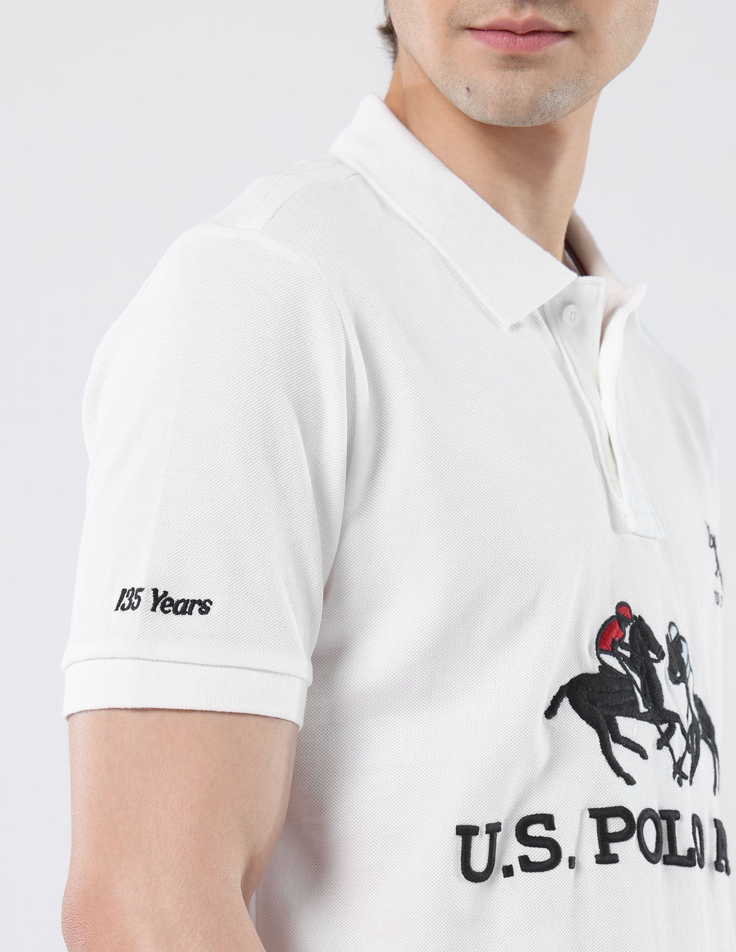 Brand Embroidered 135 Anniversary Polo Shirt White - U.S. Polo Assn. India | Large