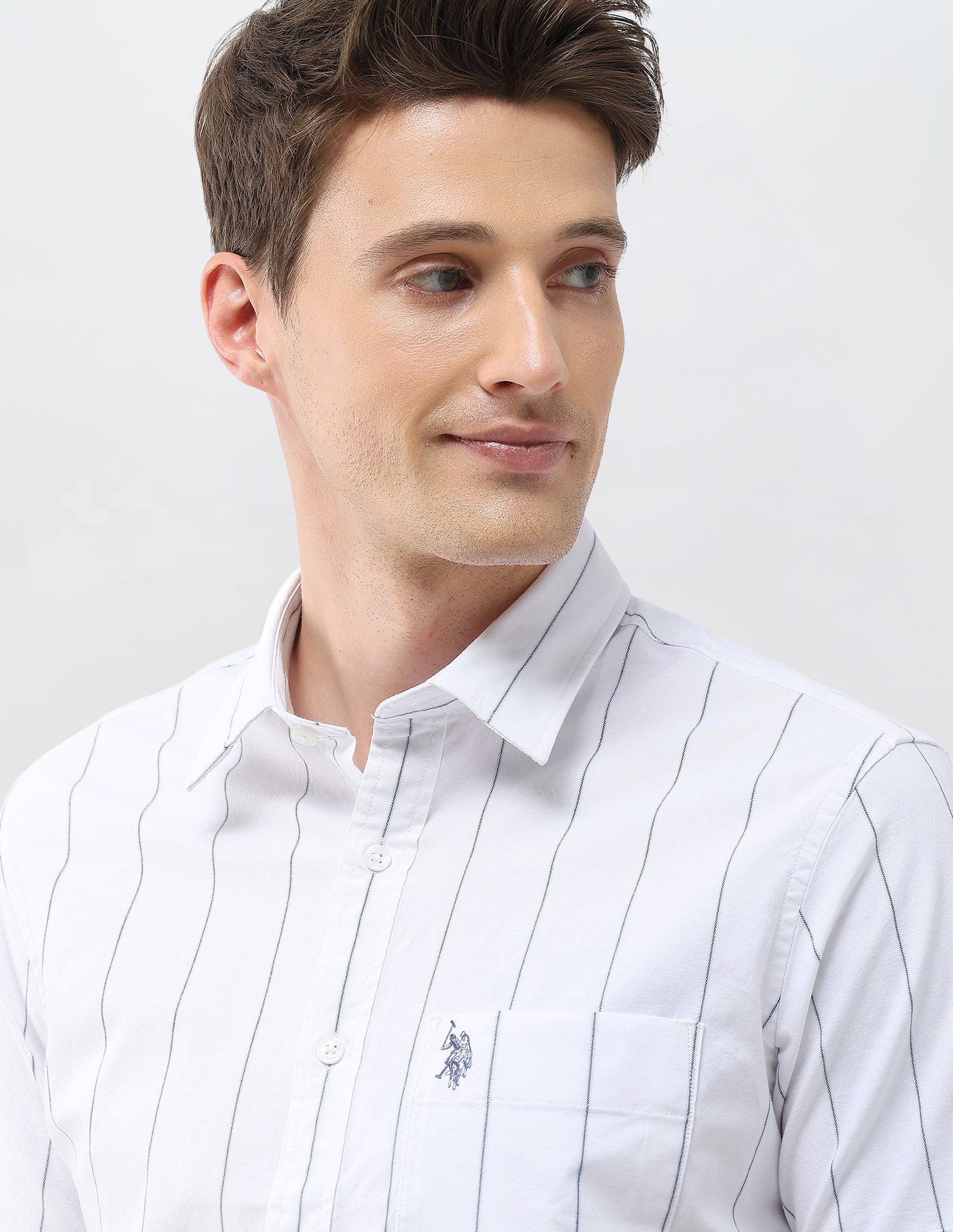 Oxford Regular Fit Vertical Striped Shirt Blue - U.S. Polo Assn. India | Large