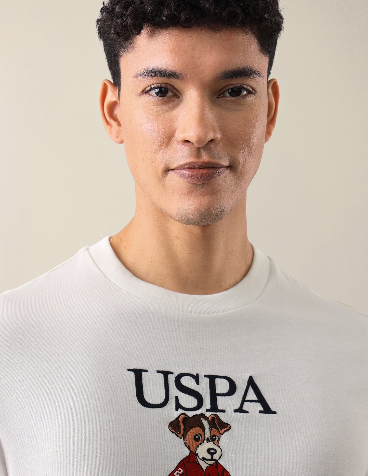 Graphic Brand Embroidered Slim Fit T-Shirt Ivory - U.S. Polo Assn. India | Large
