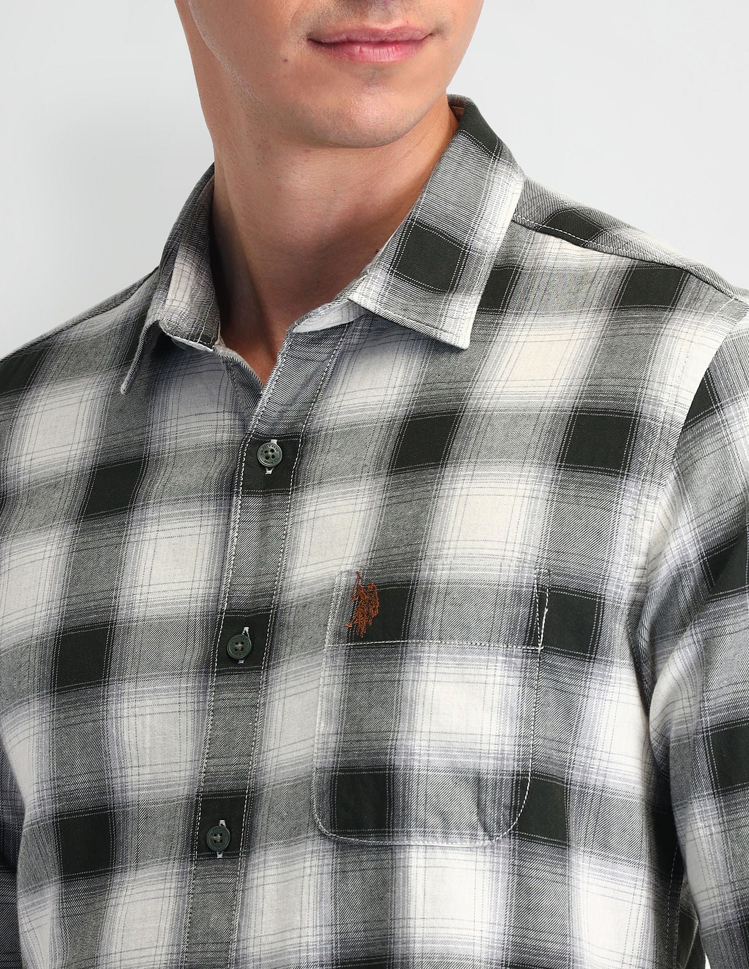 Tartan Check Regular Fit Shirt Olive - U.S. Polo Assn. India | Large