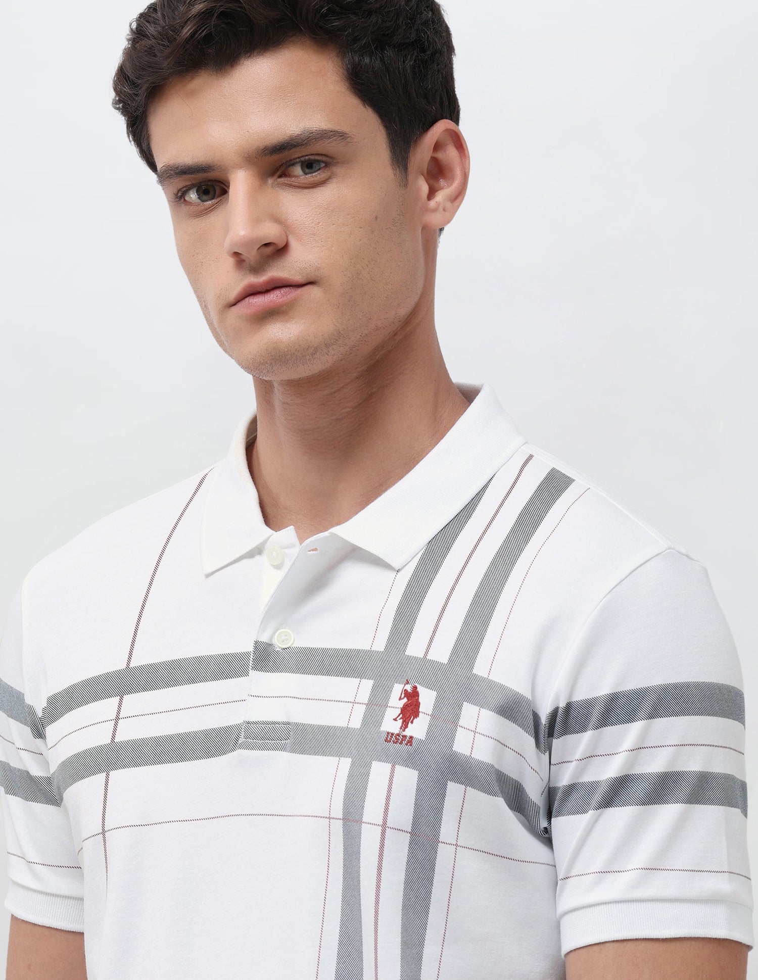 Vertical Striped Slim Fit Polo Shirt White - U.S. Polo Assn. India | Large