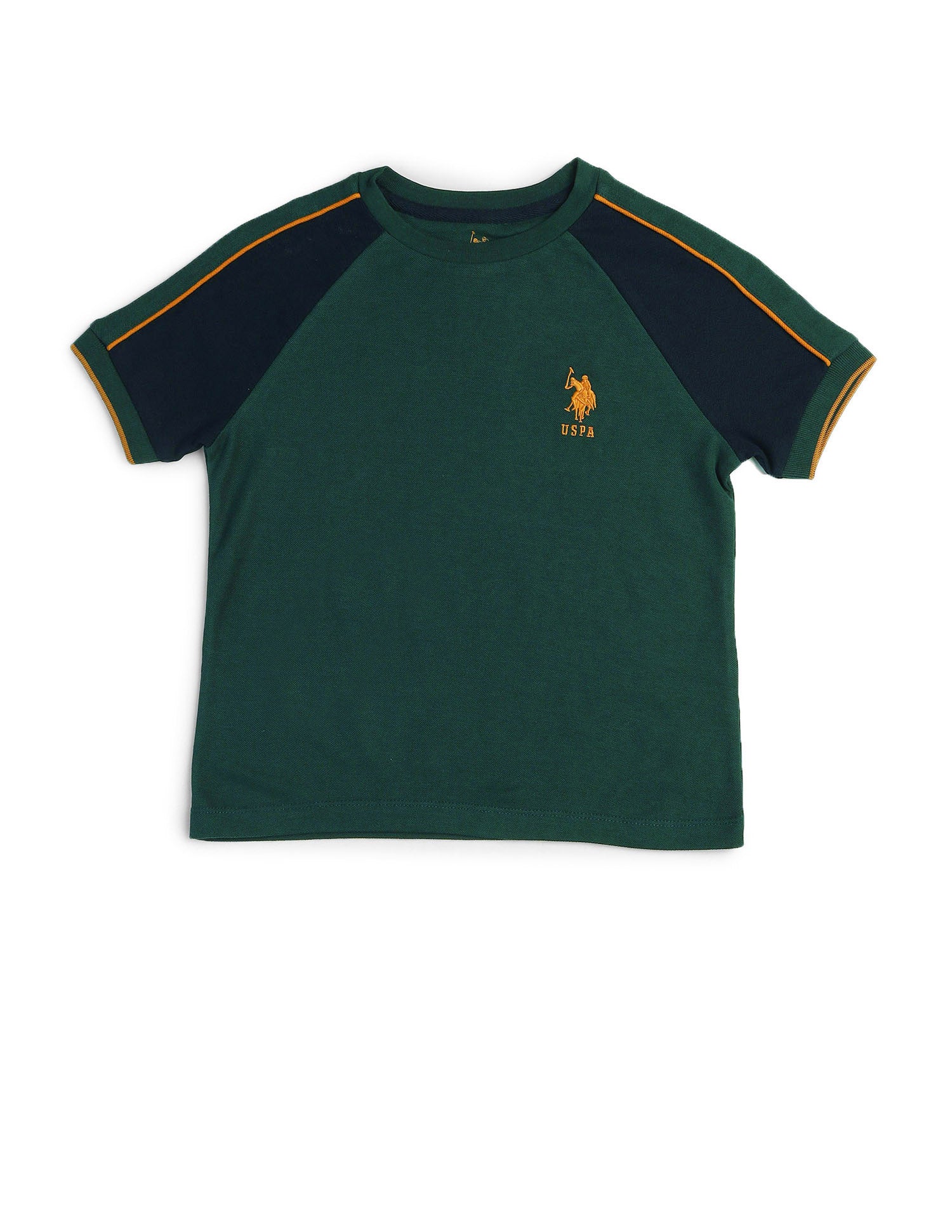 Boys Colour Blocked Regular Fit T-Shirt Dark Green - U.S. POLO ASSN. | Large