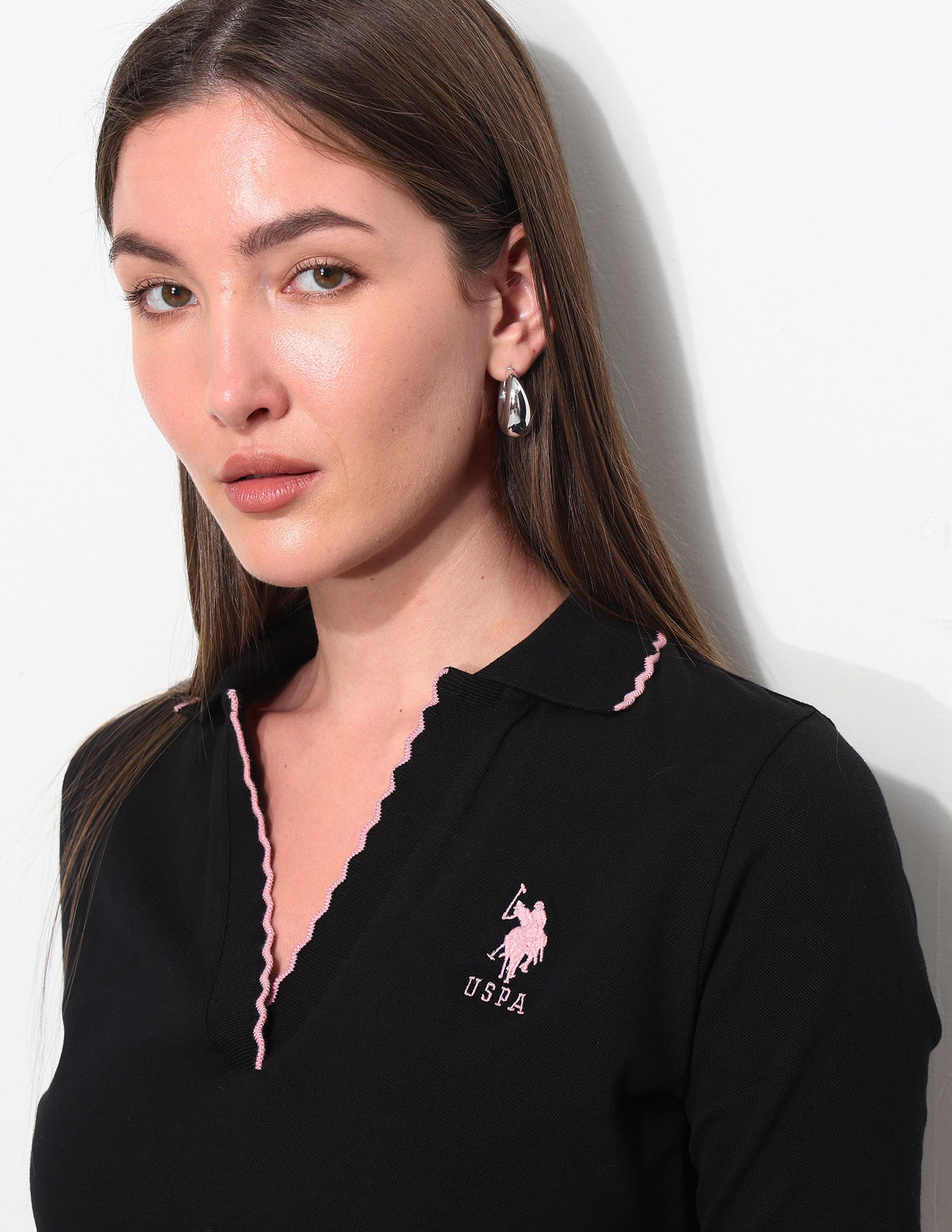 Regular Fit Textured Polo Shirt Black - U.S. Polo Assn. India | Large