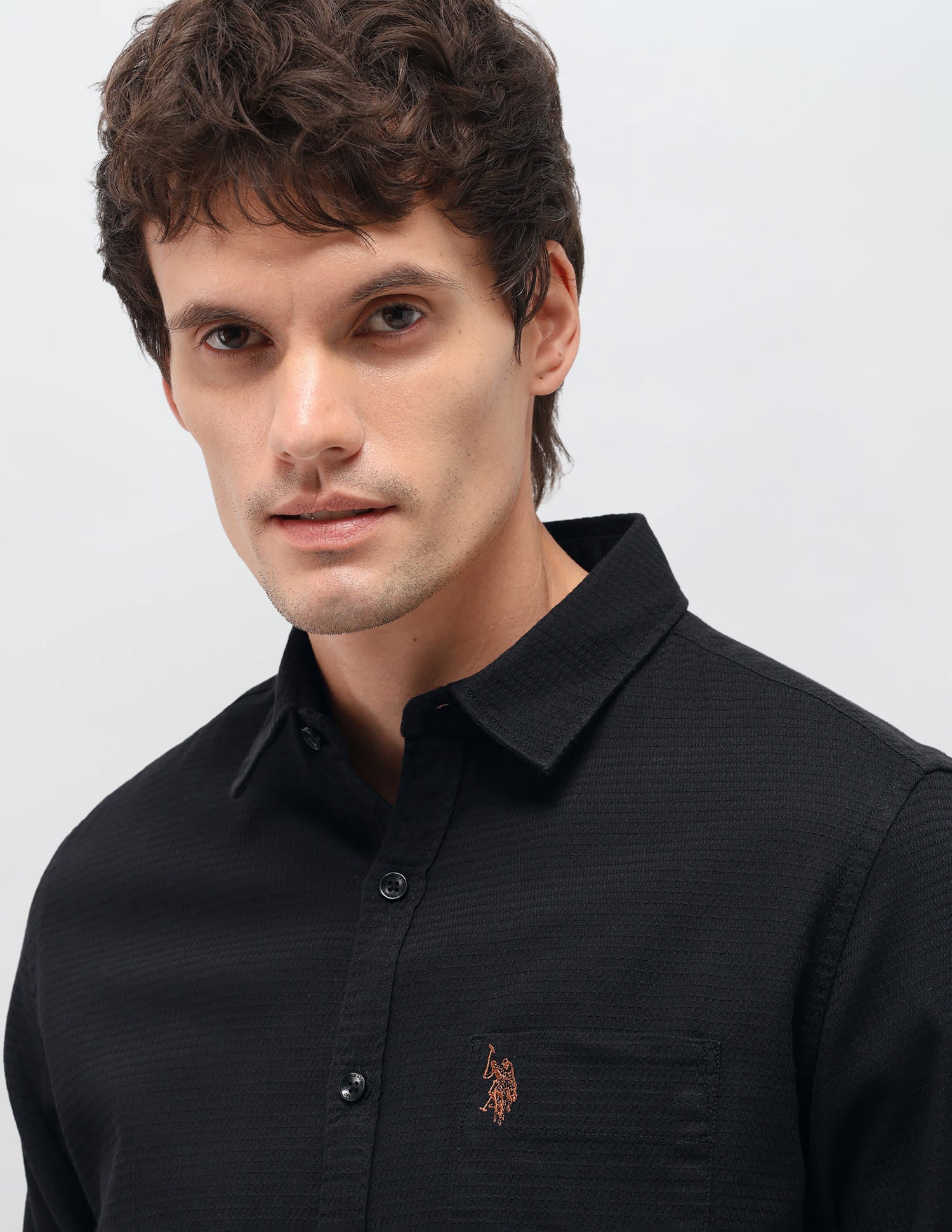 Solid Regular Fit Shirt Black - U.S. Polo Assn. India | Large
