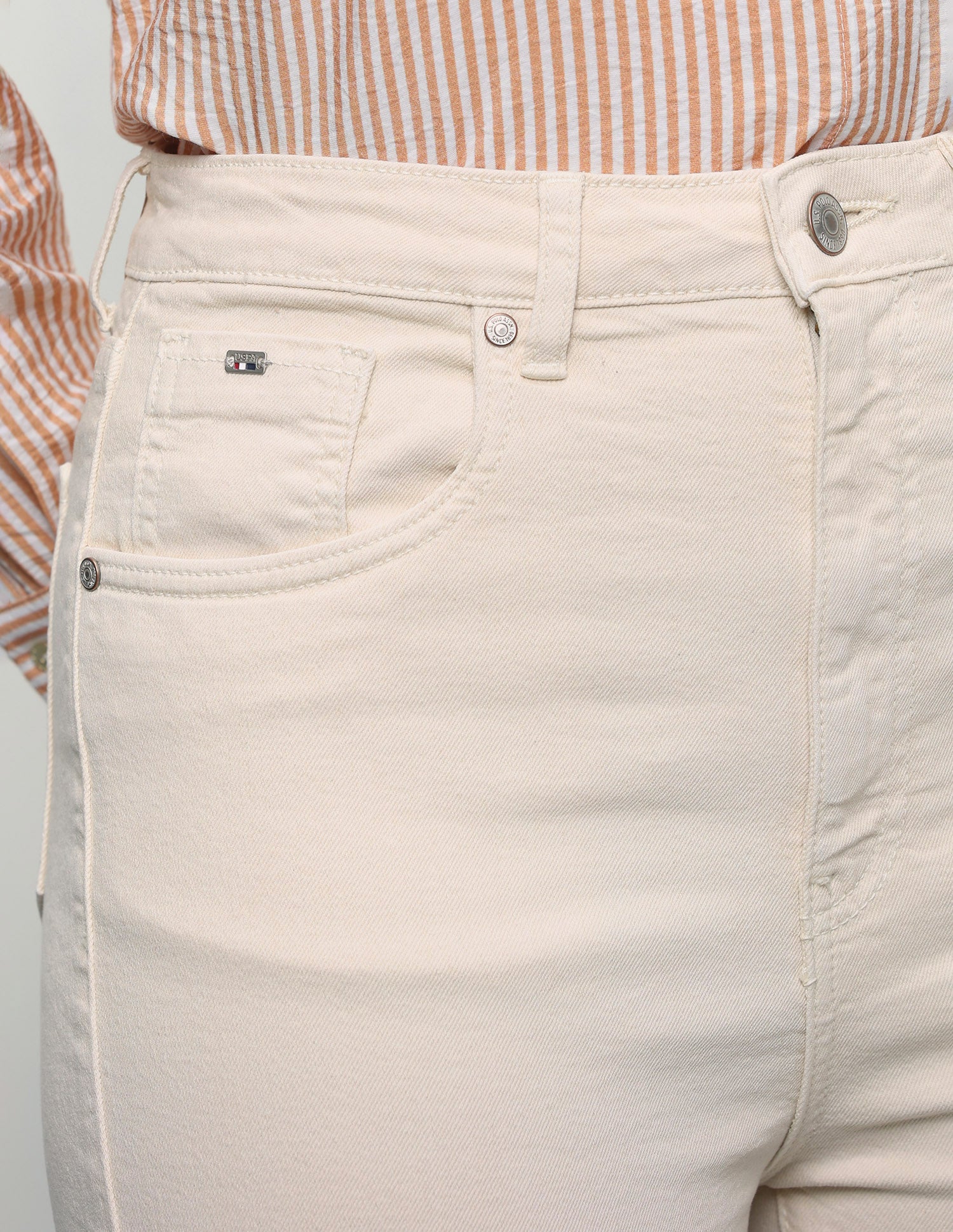 High Rise Bootcut Fit Jeans Ecru - U.S. Polo Assn. India | Large