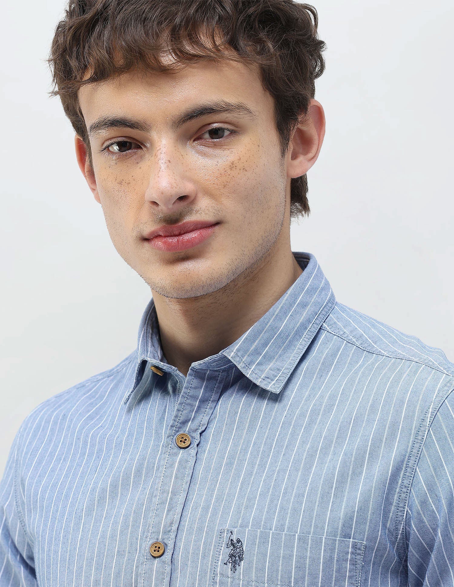 Vertical Striped Regular Fit Shirt Indigo - U.S. Polo Assn. India | Large