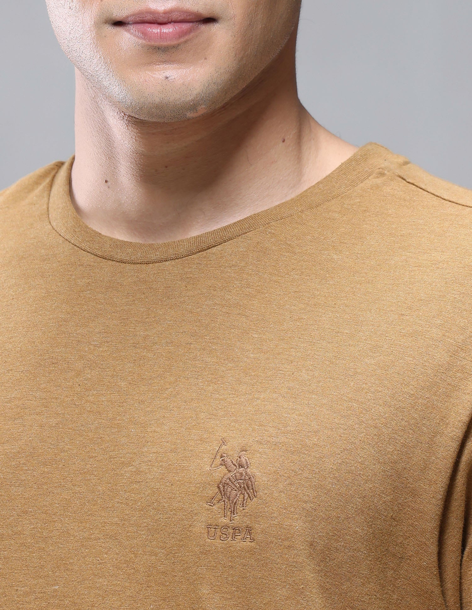 Pure Cotton Comfort Fit I633 Lounge T-Shirt - Pack Of 1 Mustard Melange - U.S. Polo Assn. India | Large