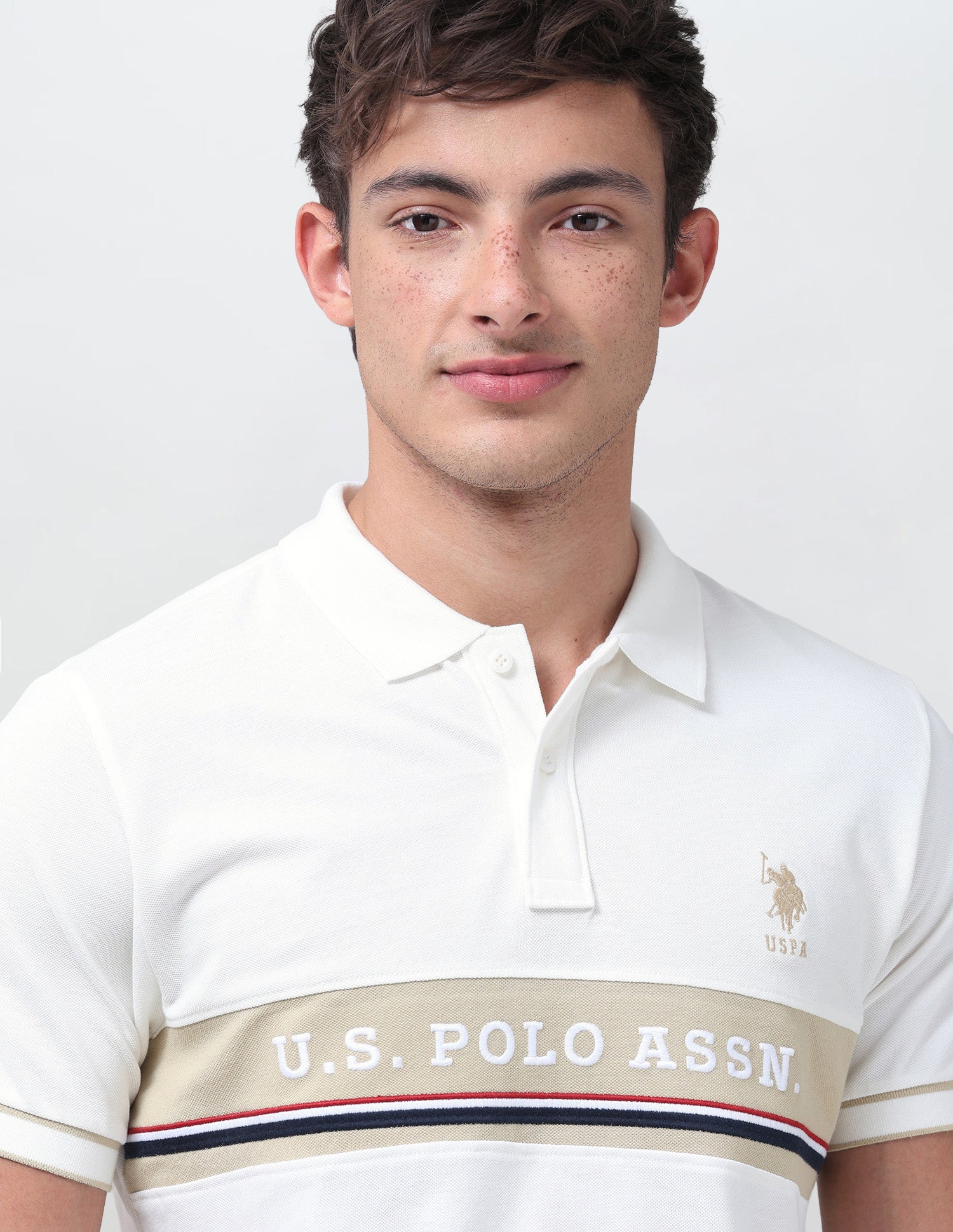 Brand Printed Regular Fit Polo Shirt Off White - U.S. Polo Assn. India | Large