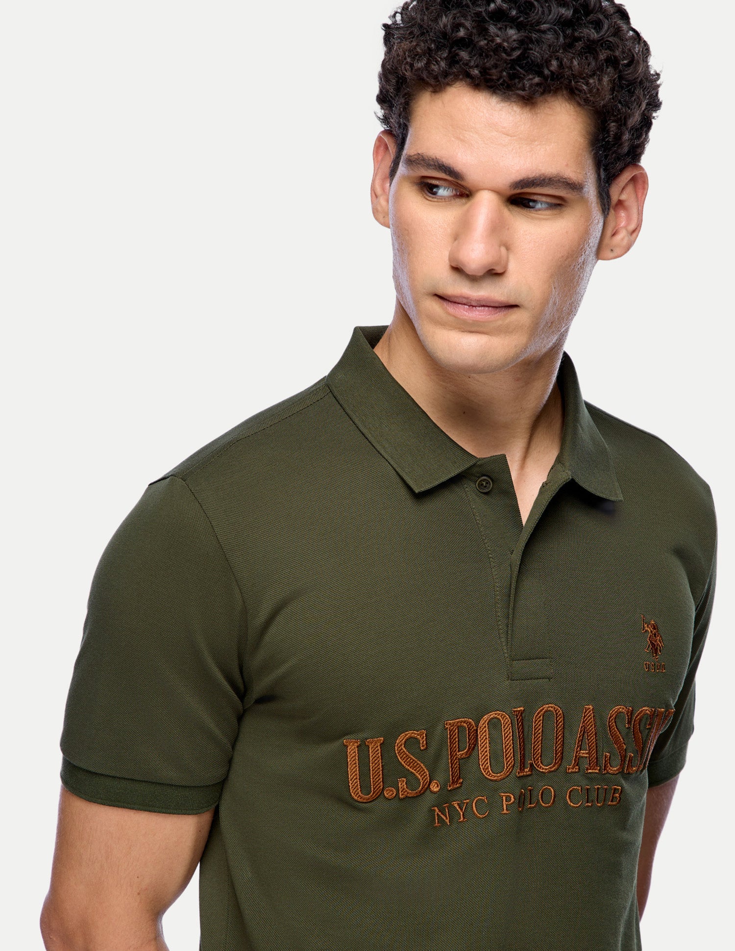 Brand Embroidered Slim Fit Polo Shirt Olive - U.S. Polo Assn. India | Large