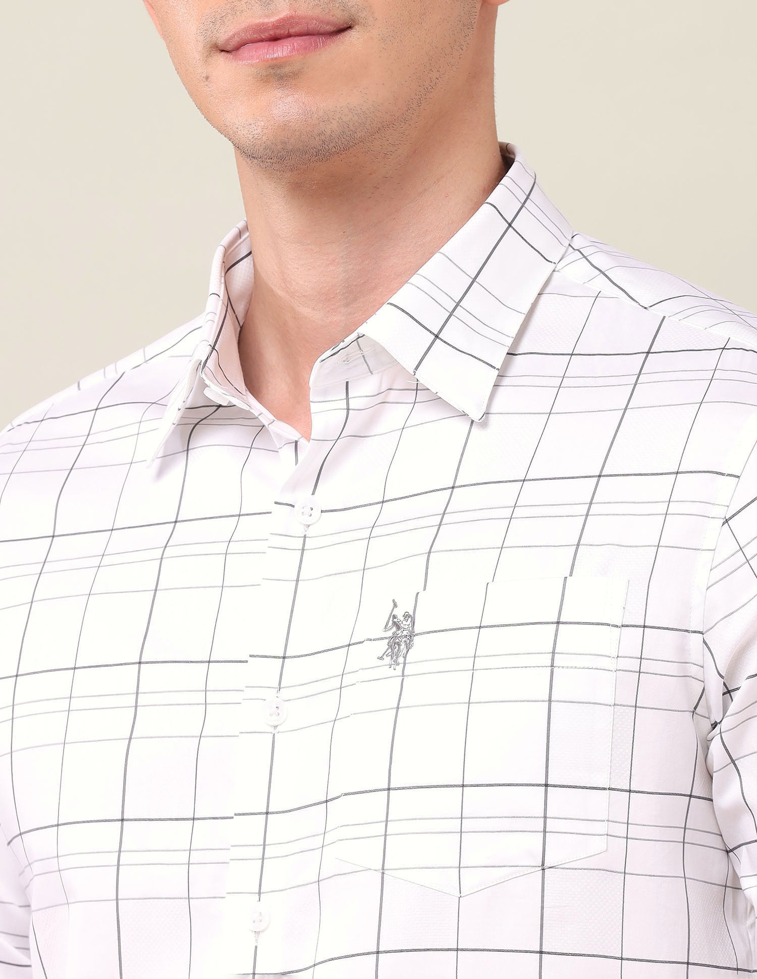 Tailored Fit Satin Shirt White - U.S. Polo Assn. India | Large