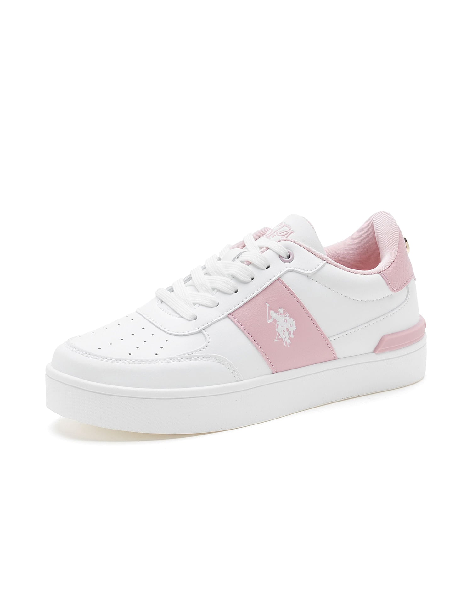 Women Metallic Logo Uno Sneakers White - U.S. Polo Assn. India | Large