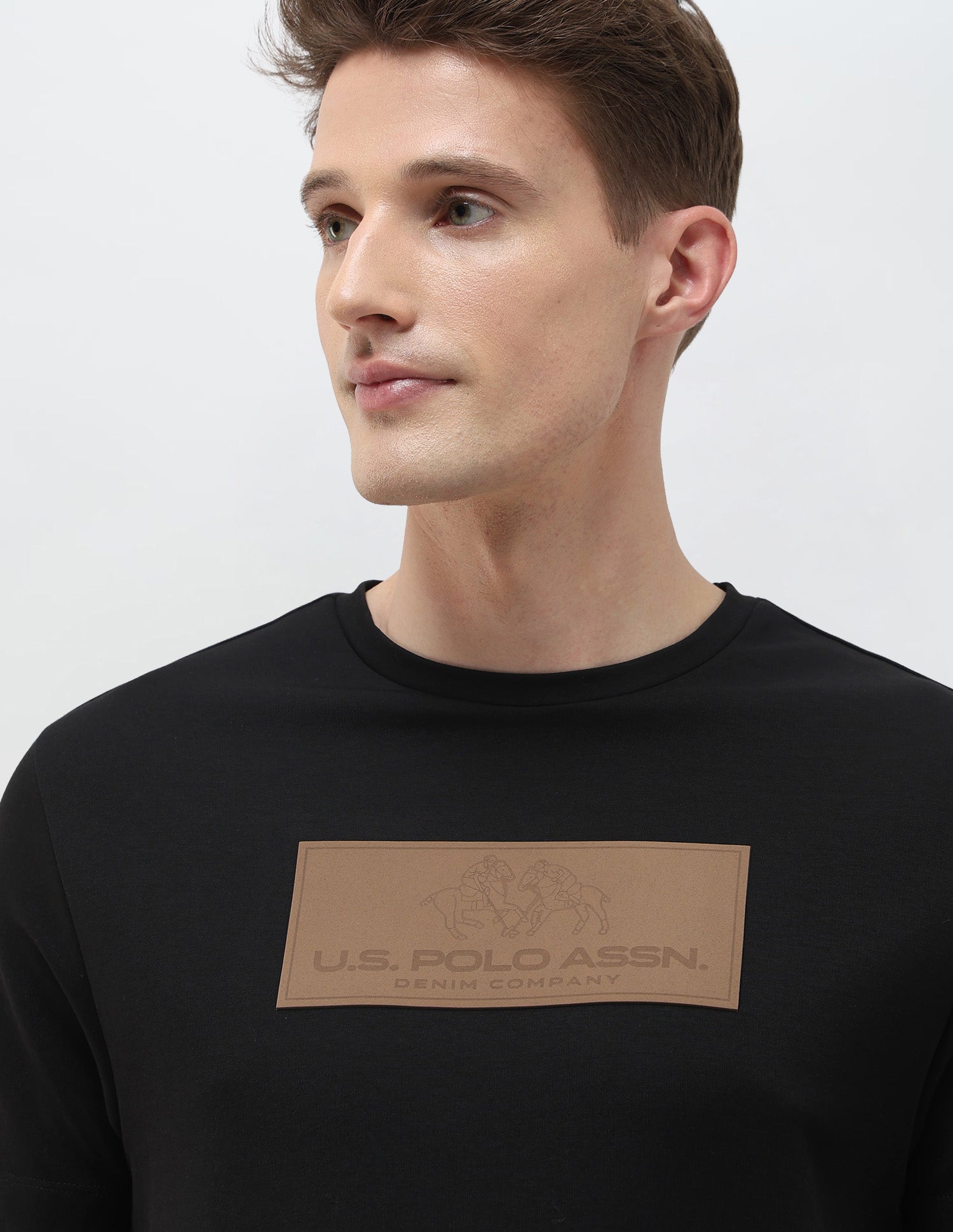 Brand Embossed Black & Gold Slim Fit T-Shirt Black - U.S. Polo Assn. India | Large