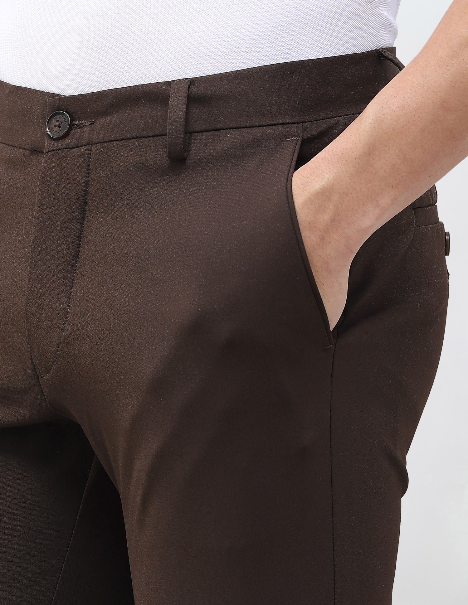 Austin Slim Fit Solid Trousers Choco - U.S. Polo Assn. India | Large