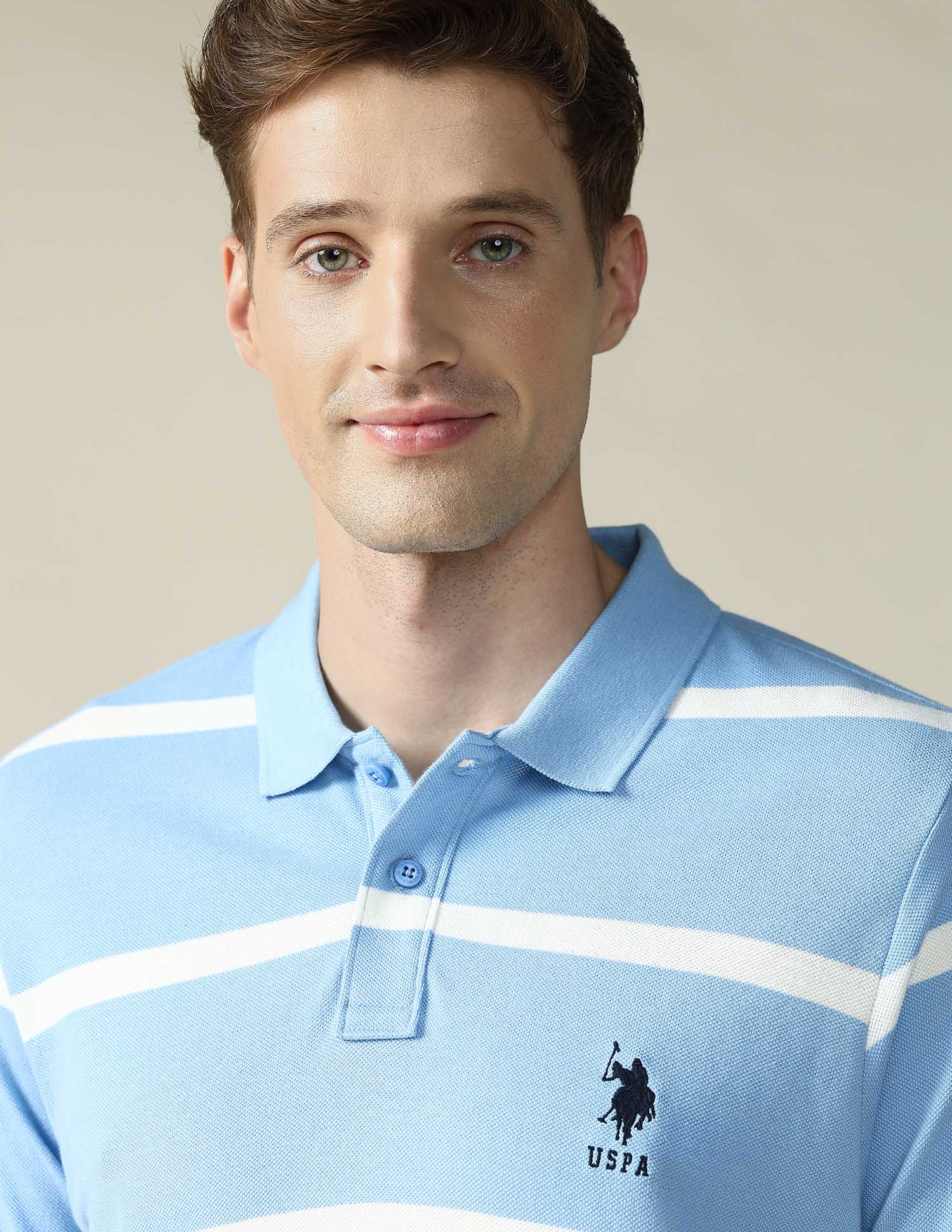 Horizontal Striped Regular Fit Polo Shirt Blue - U.S. POLO ASSN. | Large
