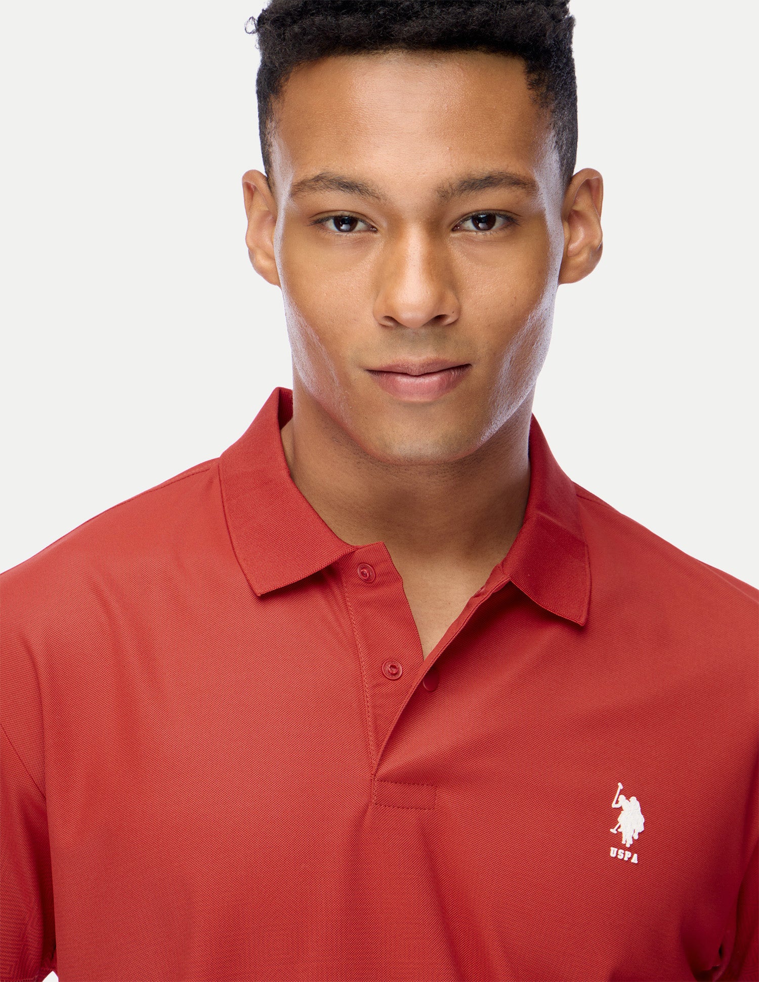 Geometric Printed Regular Fit Active Polo Shirt Orange - U.S. Polo Assn. India | Large