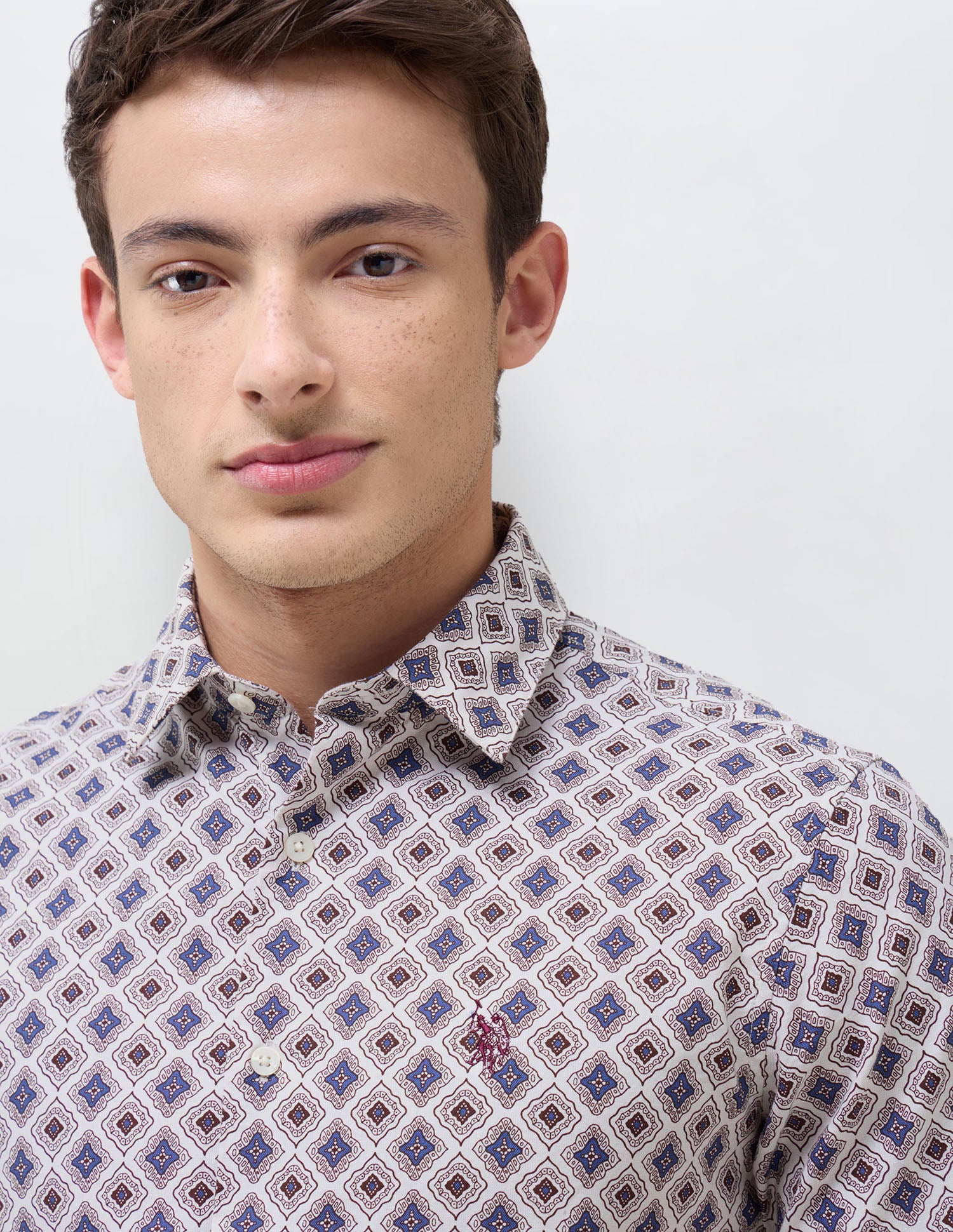 Geometric Printed Regular Fit Shirt Brown - U.S. Polo Assn. India | Large