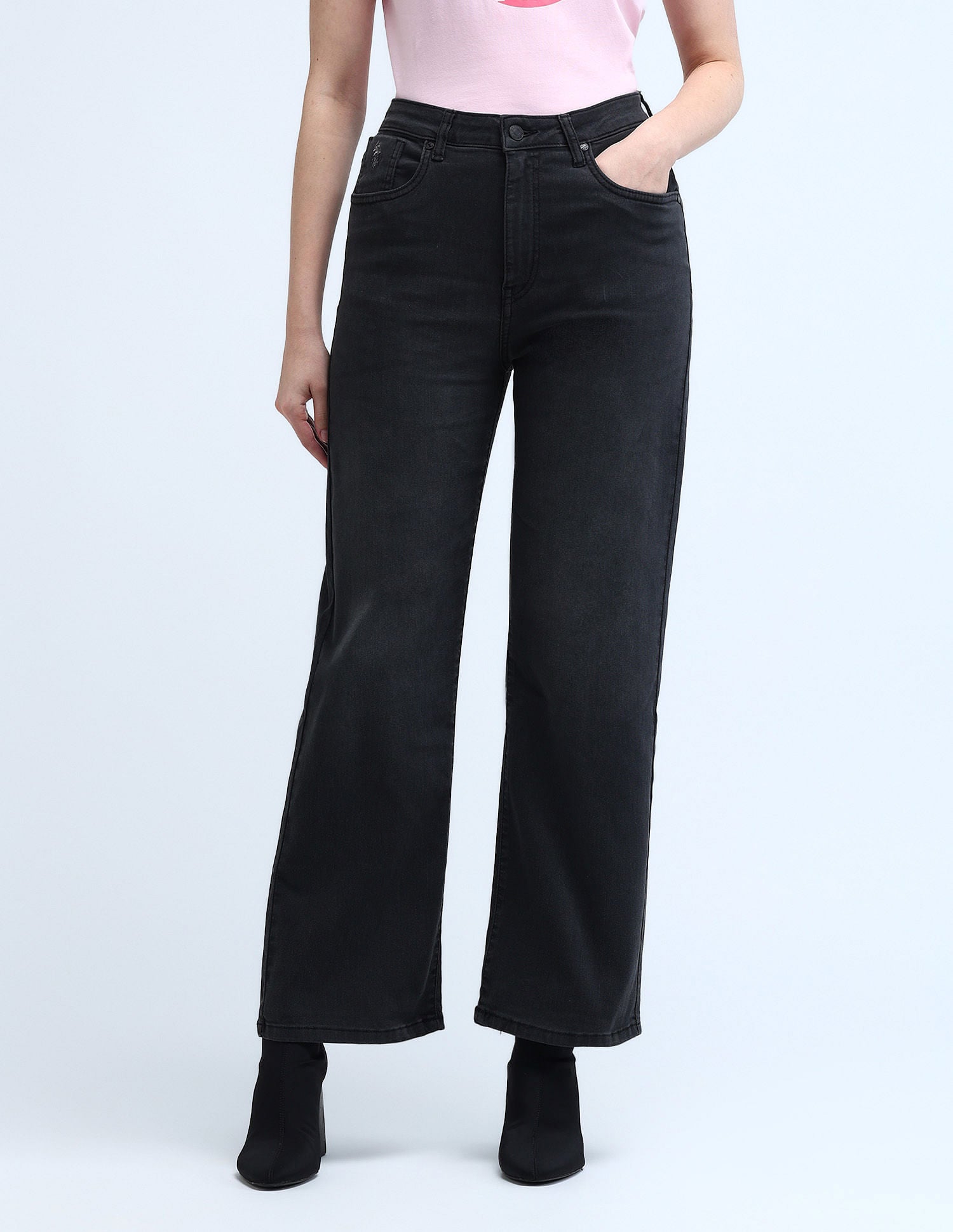 High Rise Wideleg Jeans Dark Grey - U.S. POLO ASSN. | Large