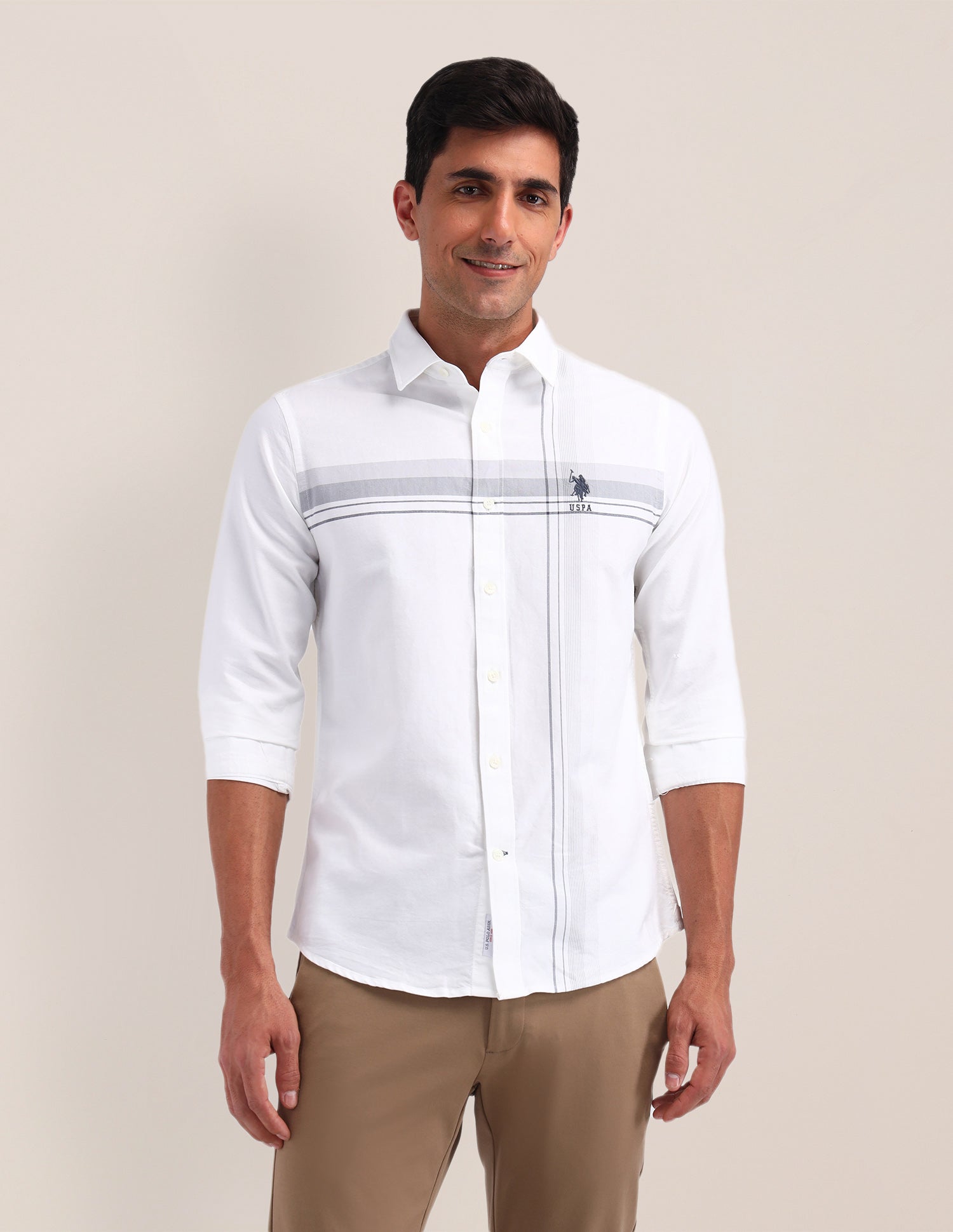 Horizontal Striped Oxford Shirt White - U.S. POLO ASSN. | Large
