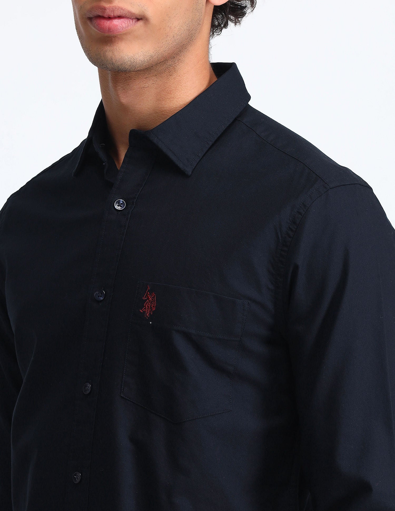 Tailored Fit Pure Cotton Shirt Navy - U.S. Polo Assn. India | Large
