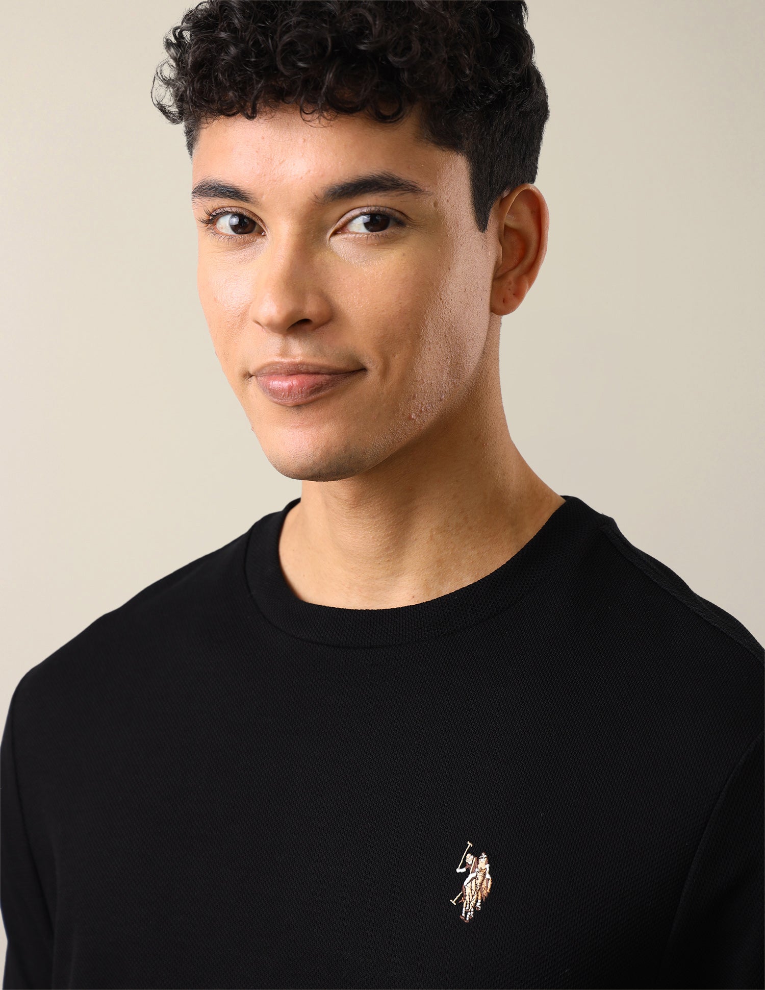 Solid Slim Fit T-Shirt Black - U.S. Polo Assn. India | Large