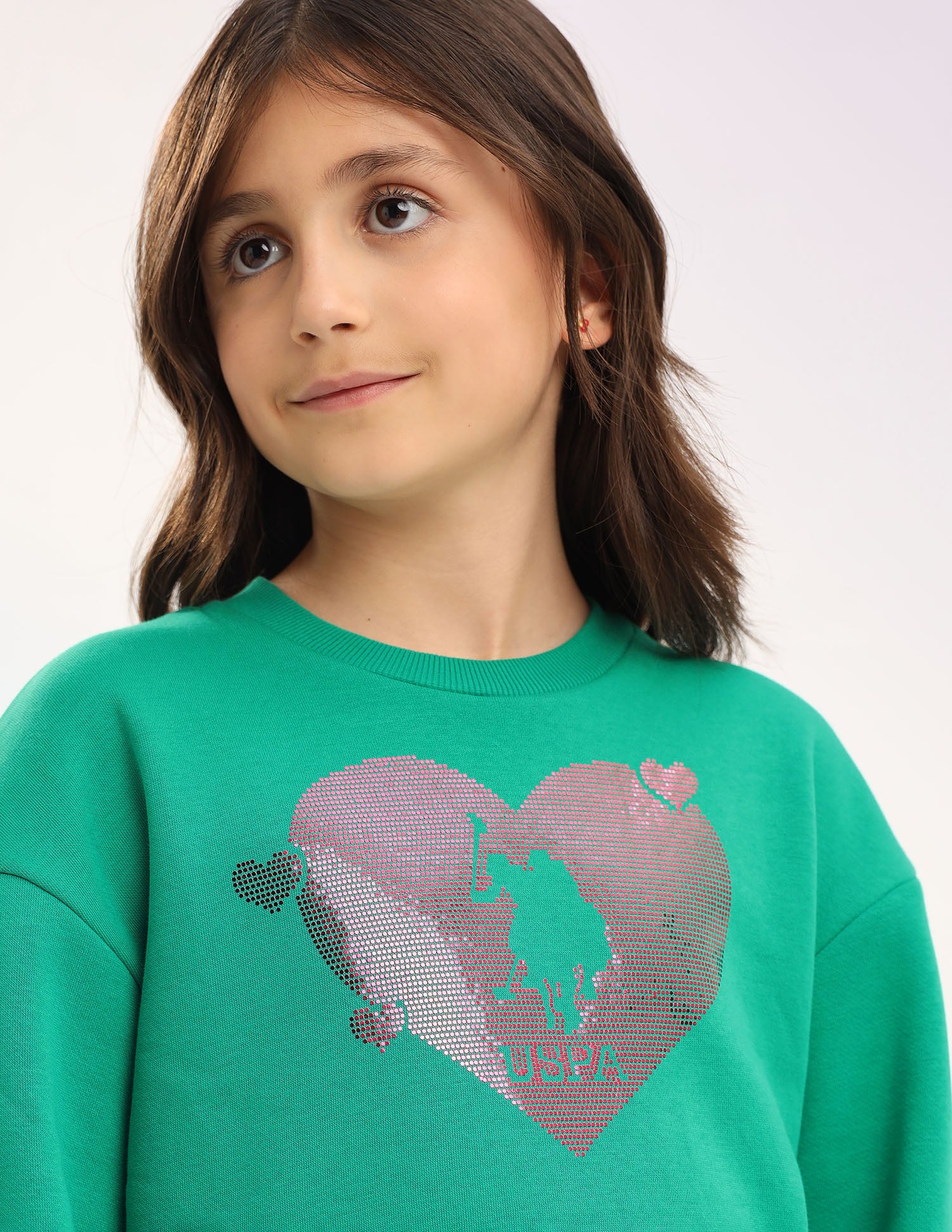 Brand Embellished Regular Fit Sweatshirt Green - U.S. POLO ASSN. | Large