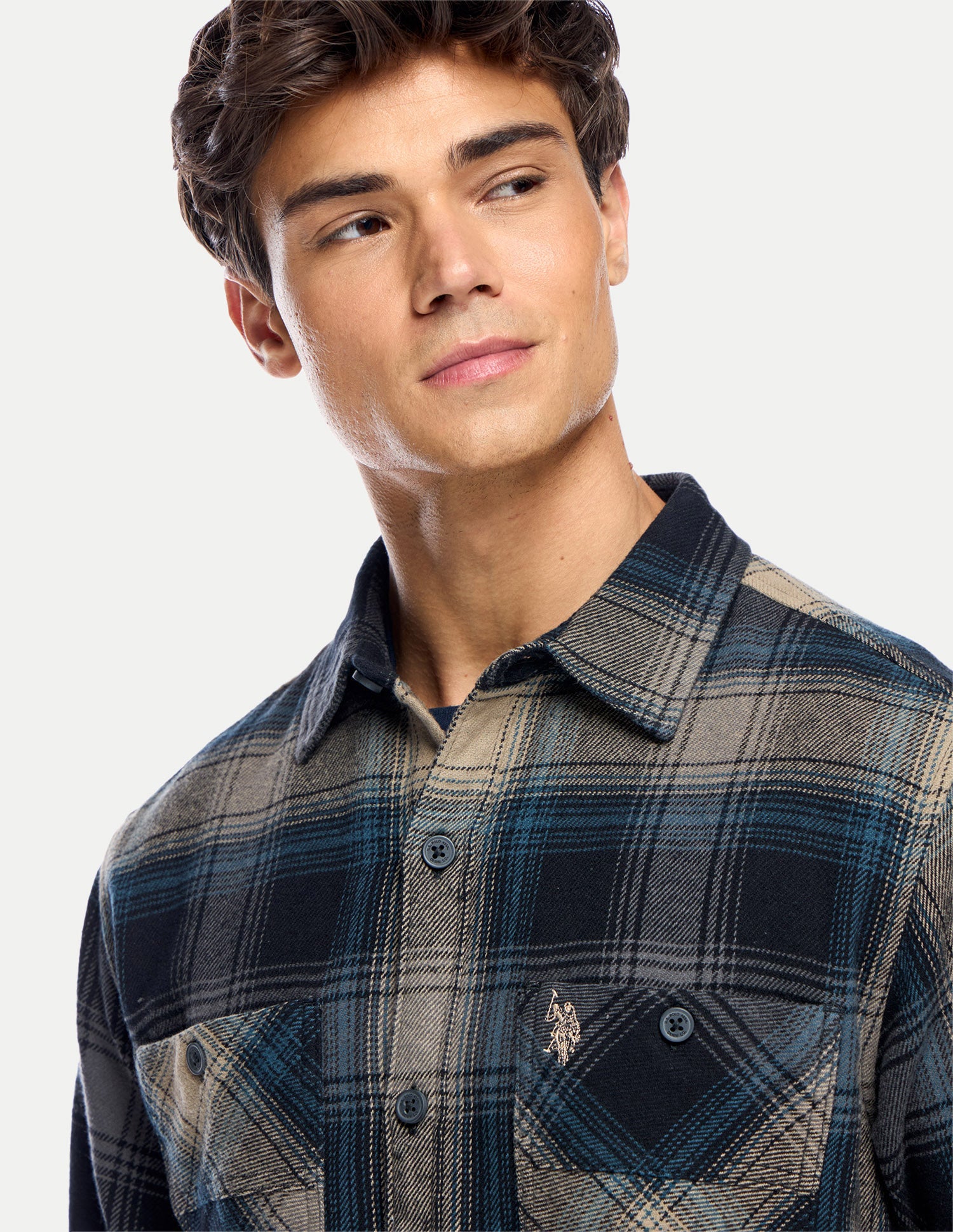Checked Regular Fit Shacket Navy - U.S. Polo Assn. India | Large