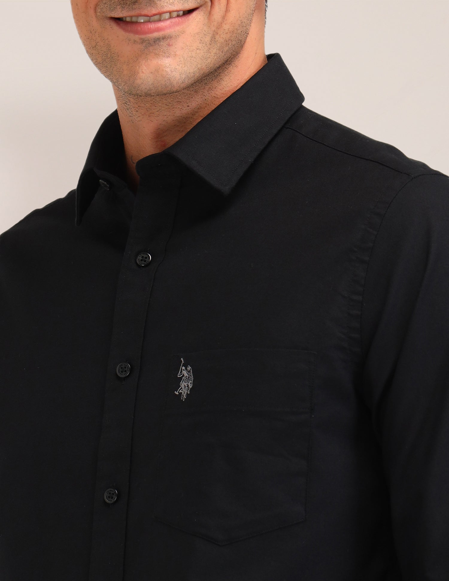 Solid Tailored Fit Shirt Black - U.S. POLO ASSN. | Large